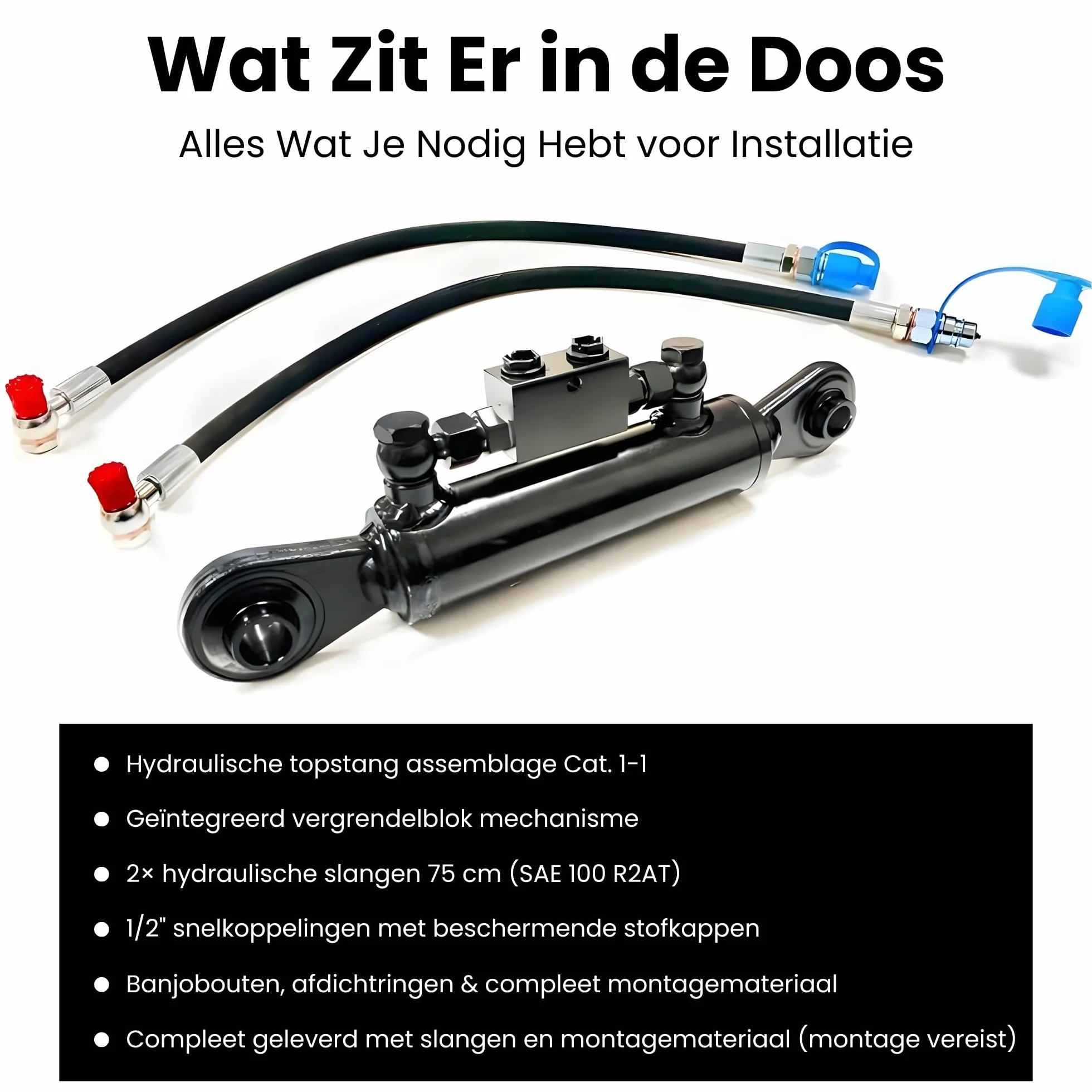 Łącznik górny hydrauliczny 360-470 mm z wężami