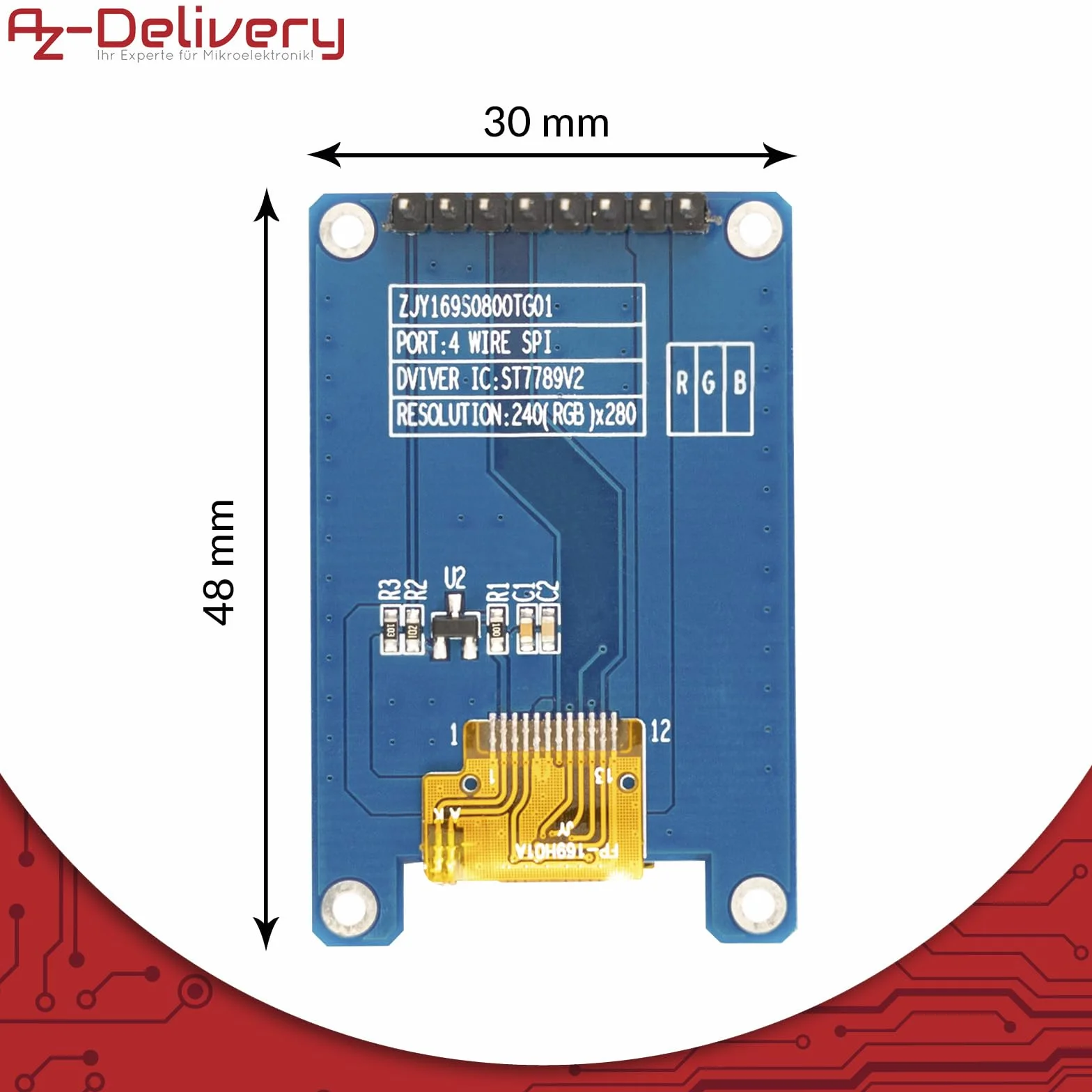 AZDelivery 3 x 1,69-calowy wyświetlacz TFT 240 x 280 ST7789V2 SPI
