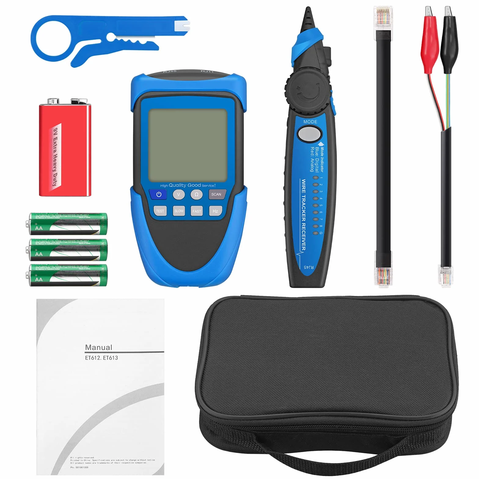 Tester kabli sieciowych POE/RJ45, wielofunkcyjny tester sieci z LCD, kablem CAT5/CAT5e/CAT6/Cat7/Cat8, detektorem zwarcia, krzyżowym i przerwanym