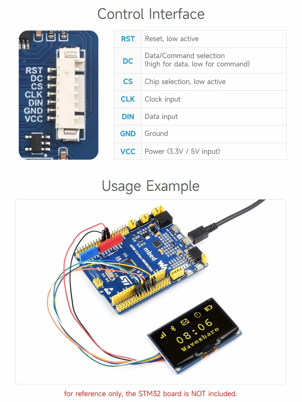 Waveshare 2.42inch OLED Display Module 128×64 Resolution SPI / I2C Communication Yellow Color Version Compatible with Raspberry Pi Jetson Nano