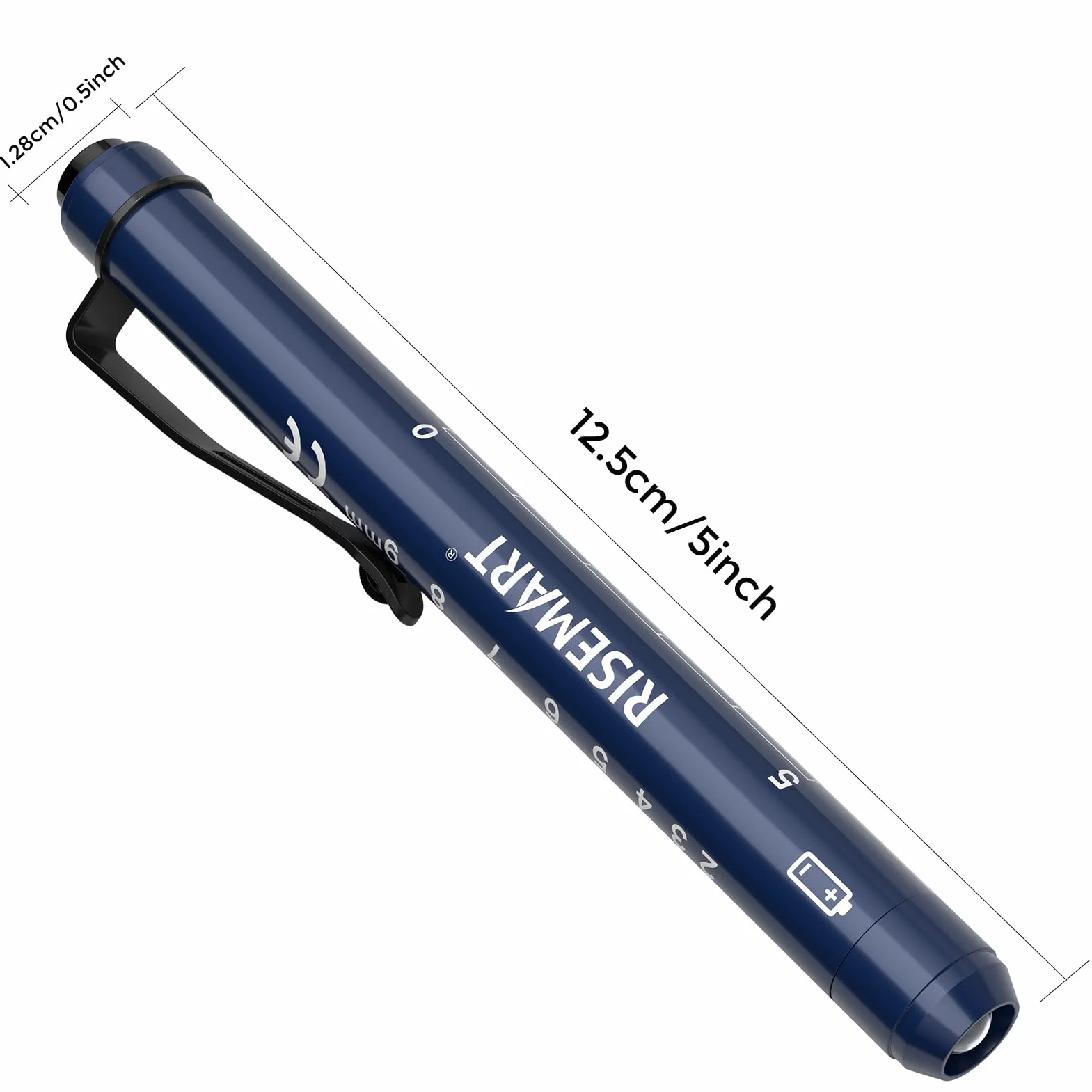 RISEMART lampa diagnostyczna LED, 2 sztuki, wielokrotnego użytku, z klipsem do kieszeni, jako pielęgniarki, lekarze, studenci, lampka na długopis (ciemnoniebieska i biała)
