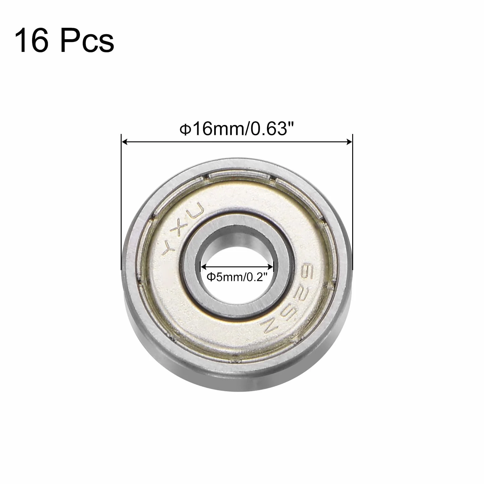QUARKZMAN 16 sztuk 625ZZ łożyska kulkowe do głębokich rowków stal chromowa Z2 podwójne łożysko ekranowane metalowe 5mm x 16mm x 5mm x 5mm