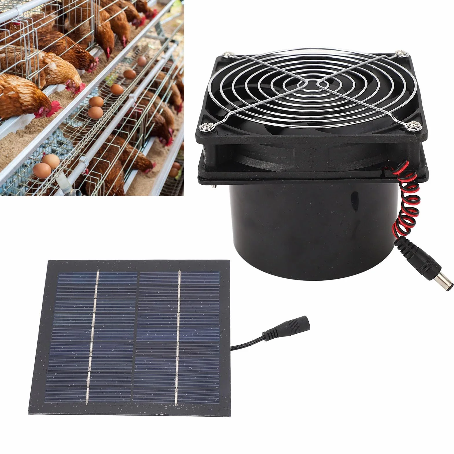 Solarny wentylator wyciągowy, 5-12V 50W Wentylator zasilany energią słoneczną Wydajny wentylator wyciągowy zasilany energią słoneczną Mocny zestaw wentylatora z panelem słonecznym