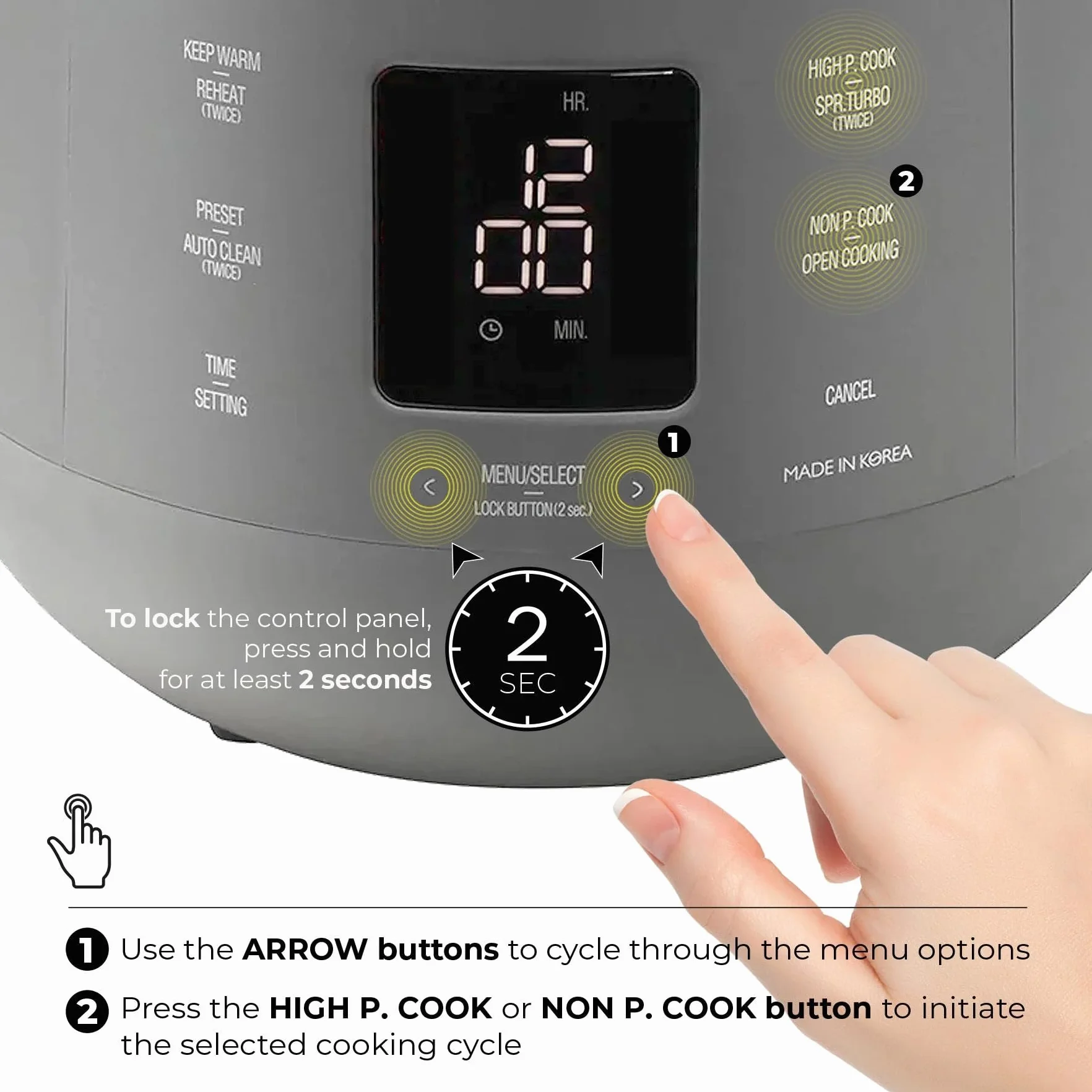 CUCKOO CRP-ST1009FW szybkowar do ryżu 20 filiżanek dwuciśnieniowy powłoka nieprzywierająca 16 opcji menu