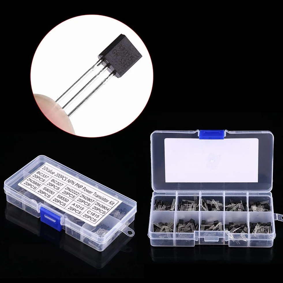 Silizium Transistoren Sortiment 200 Stücke 10 Werte BC337 BC327 2N2222 2N2907 2N3904 2N3906