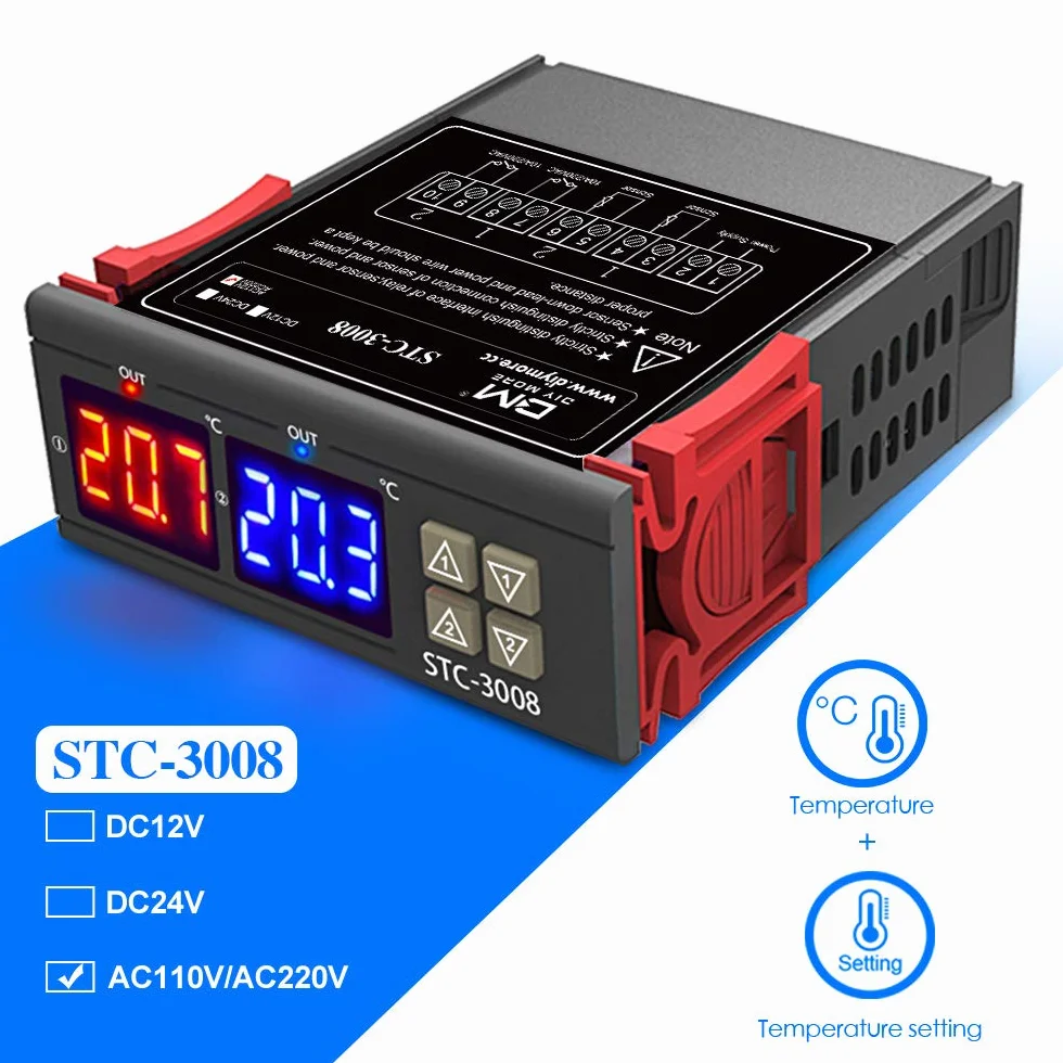 diymore STC-3008 regulator temperatury cyfrowy z podwójnym czujnikiem NTC