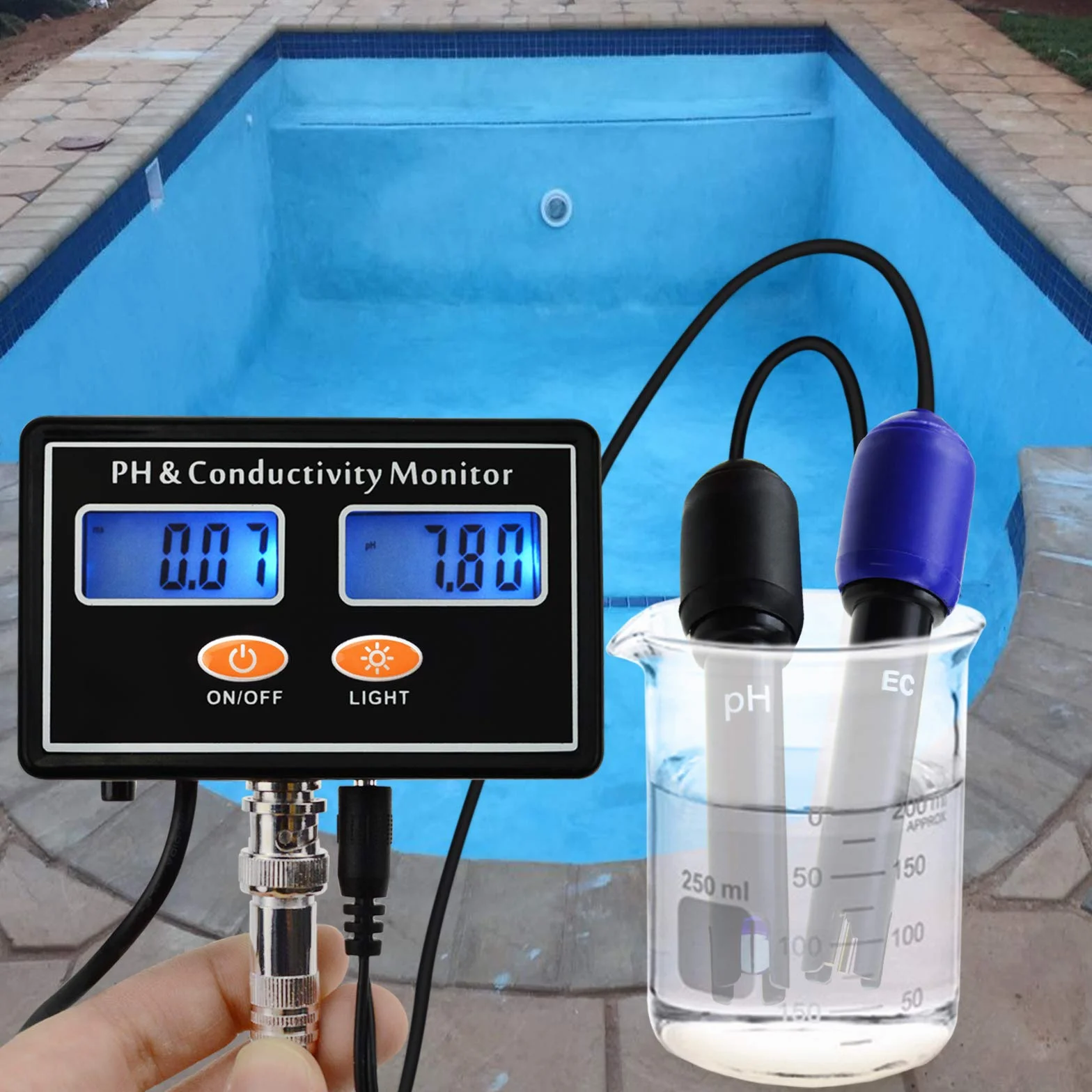 PH/EC miernik przewodności z kontrolerem jakości wody ATC 0,0 – 14,0 pH / 0~19,99 ms/cm akwarium, narzędzie do hydroponiki