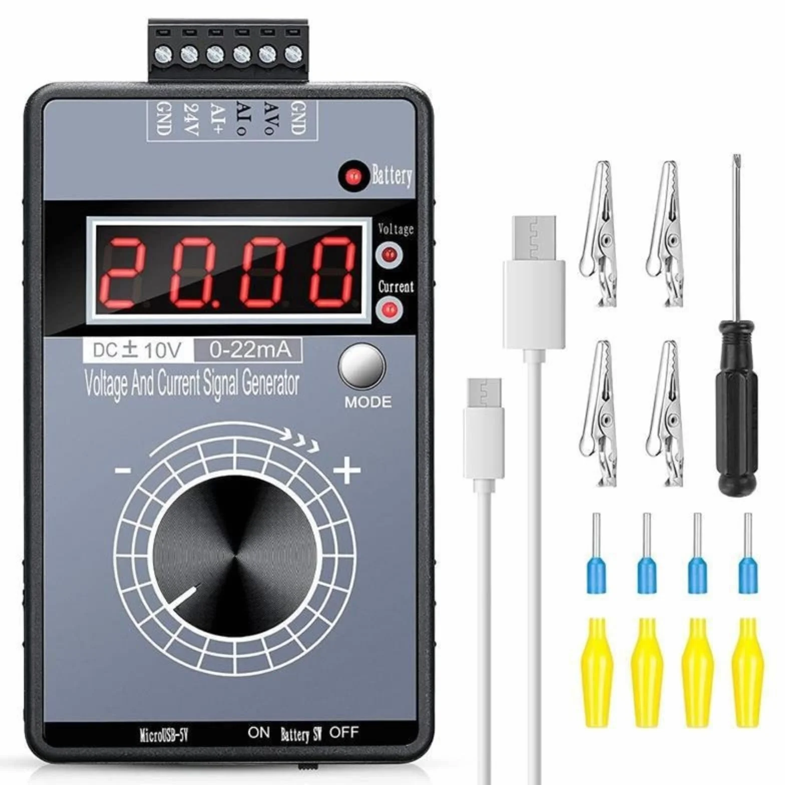 Jadeshay Generator sygnału 0-22 mA, generator sygnału napięciowego, 0-10 V, cyfrowy generator sygnału, regulowane napięcie, analogowy symulator