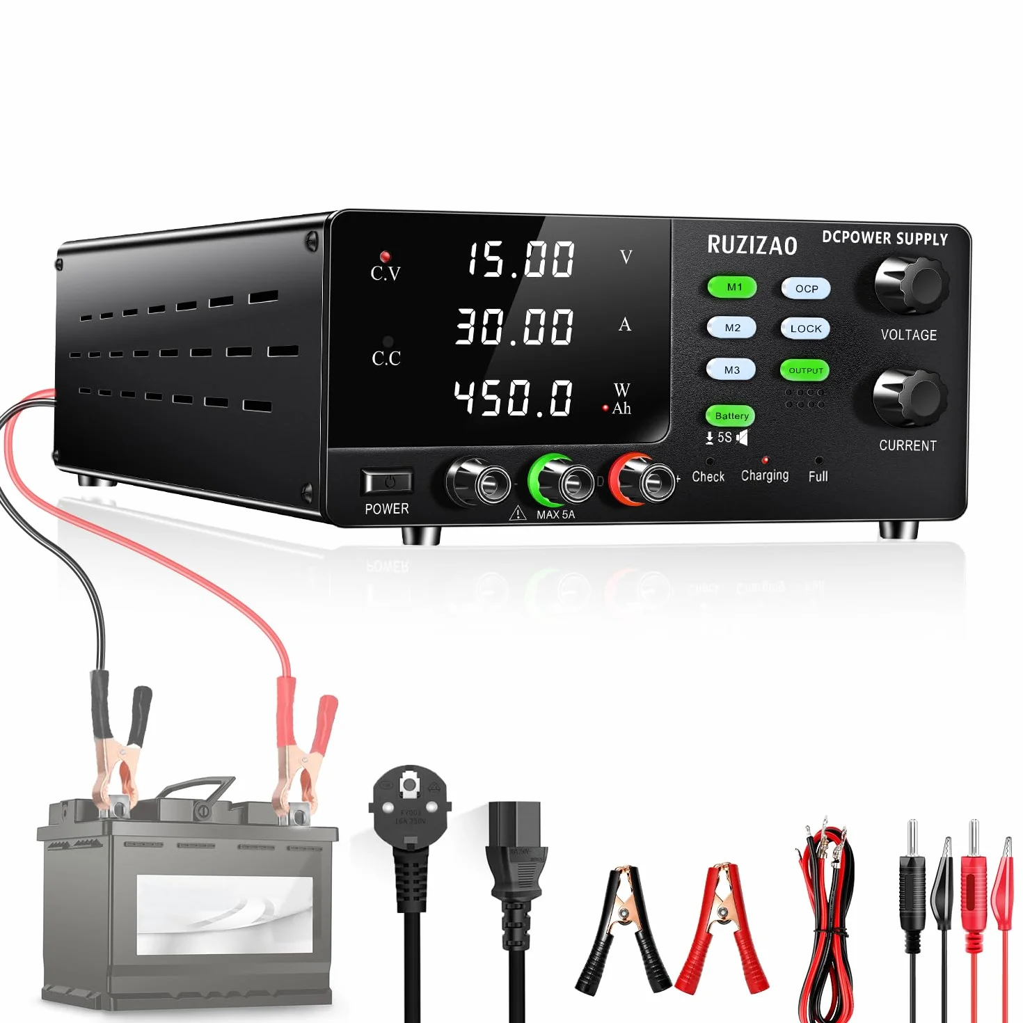 Zasilacz laboratoryjny 15 V 30 A 450 W DC regulowany OCP