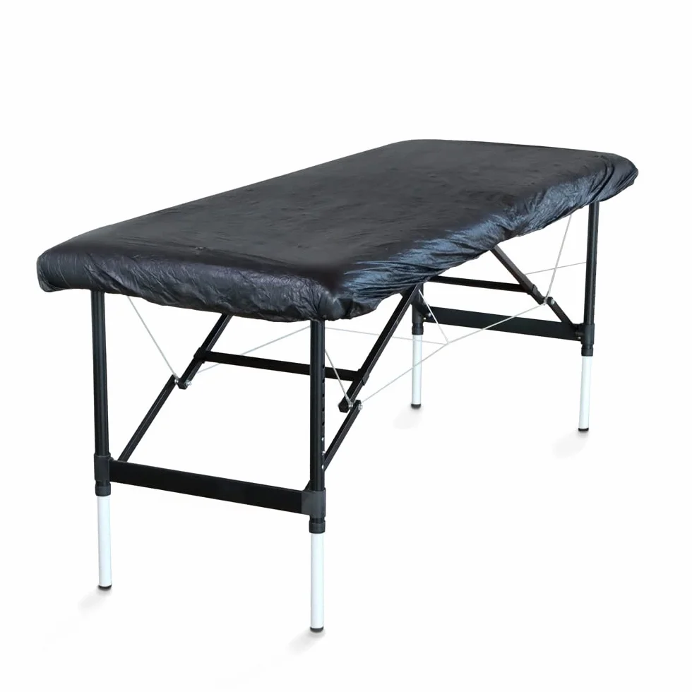 Pokrowce na leżaki, 20 sztuk, czarne, 210 x 90 cm, podkładki na leżaki z gumowym ściągaczem - idealne do szpitali, gabinetów, studia tatuażu itp. (20)