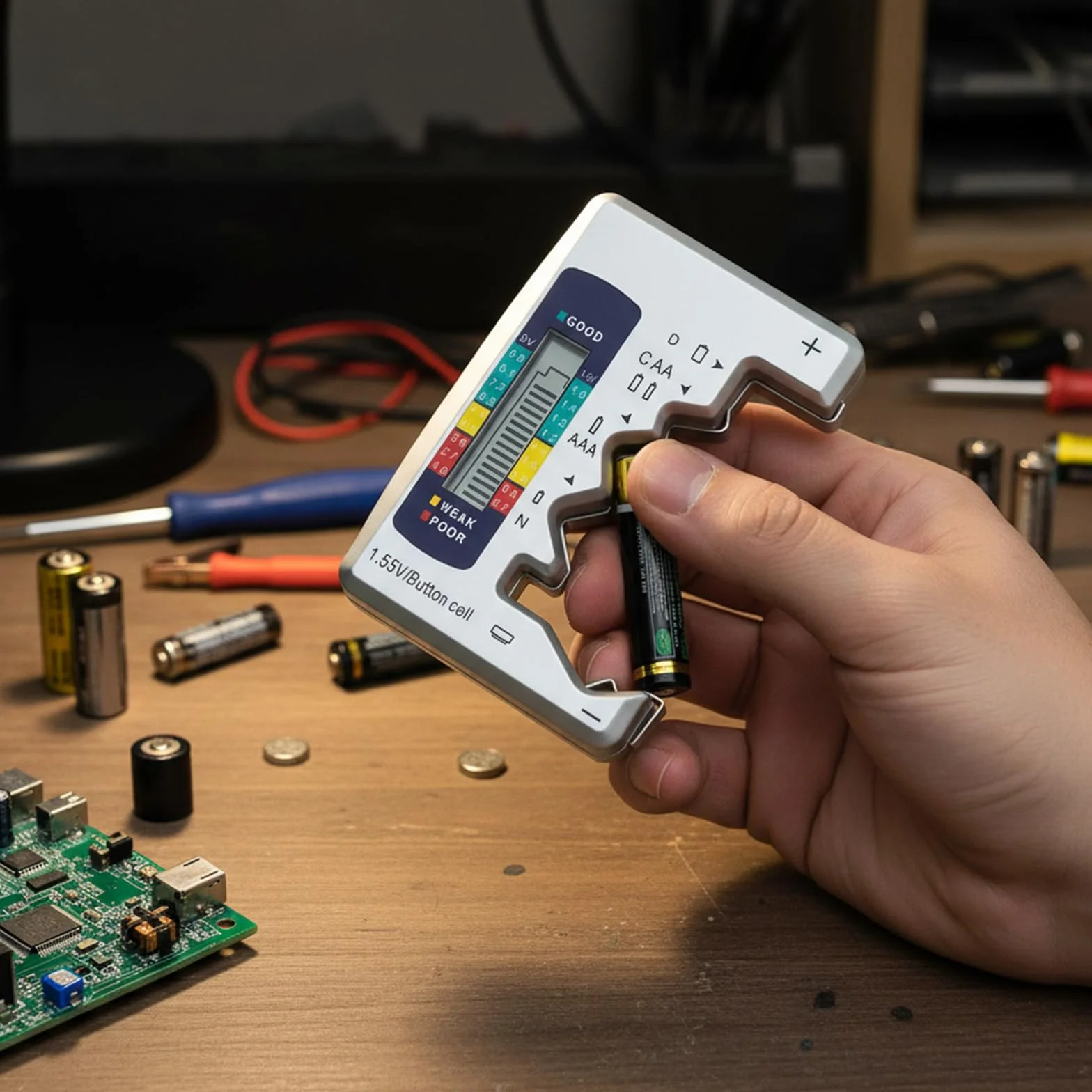 Digital Battery Tester - Tester Baterii Dla Wszystkich Baterii (AAA, AA, C, D, 9V) Z Wyświetlaczem LCD
