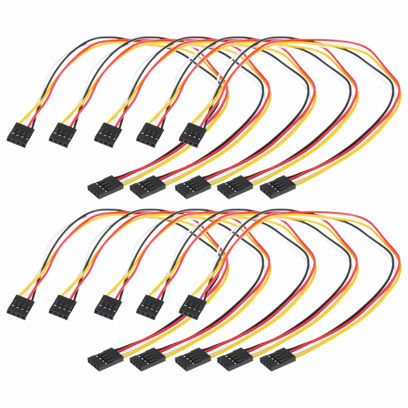 QUARKZMAN Damski do żeński 4Pin Breadboard Jumper Wire 2,54 mm Pitch Pojedynczy rząd Kabel płaski 30 cm Długość Opakowanie 10 wielokolorowy