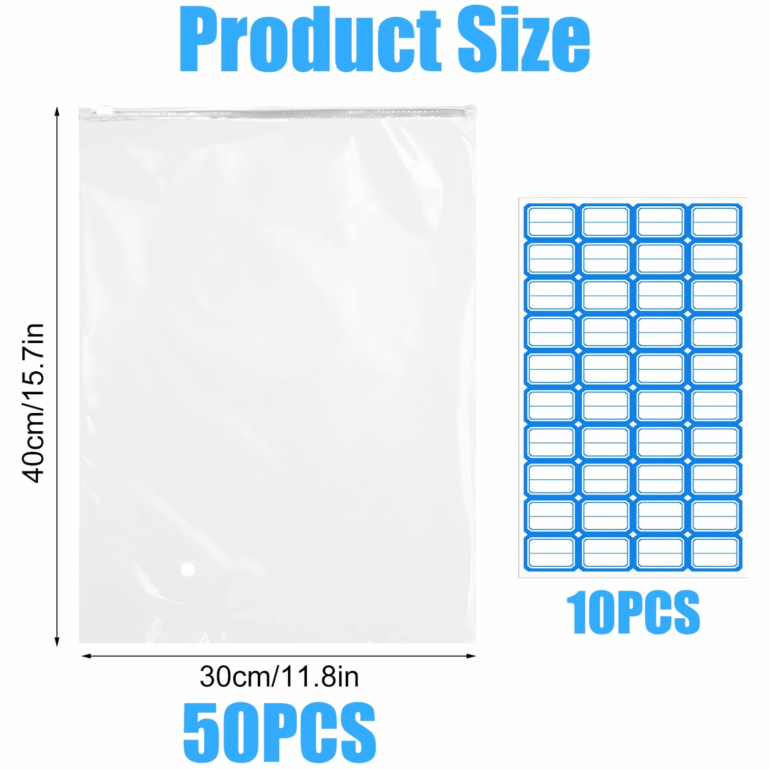 50 sztuk dużych toreb z zamkiem błyskawicznym wielokrotnego użytku, 40×30cm, wodoszczelne torby podróżne z zamkiem błyskawicznym, z otworami wentylacyjnymi, plastikowe torby na ubrania do żywności