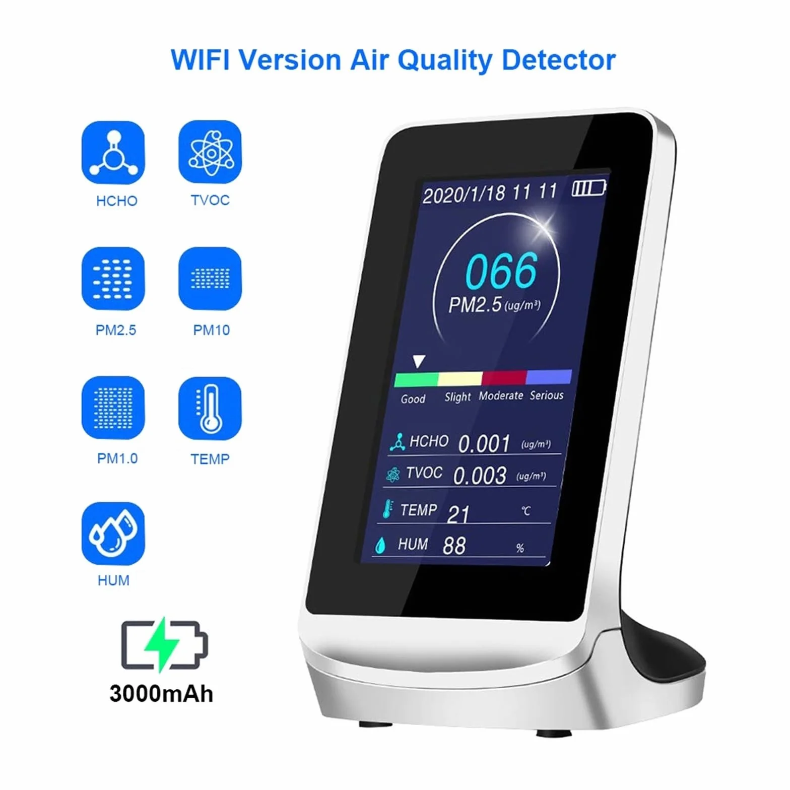 Monitor jakości powietrza PM2.5 CO2 TVOC HCHO Analizator gazu Tester