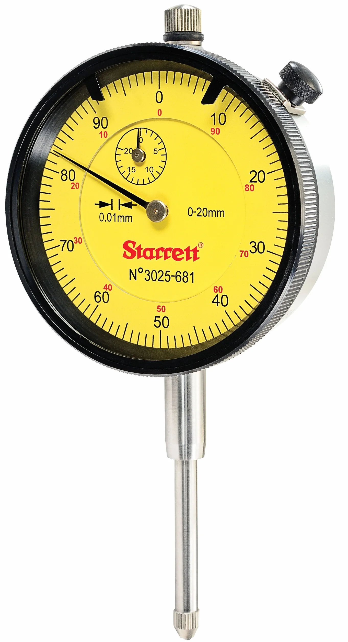 Starrett 3025-681 zegar pomiarowy 20 mm skala 0,01 mm podziałka 0-100