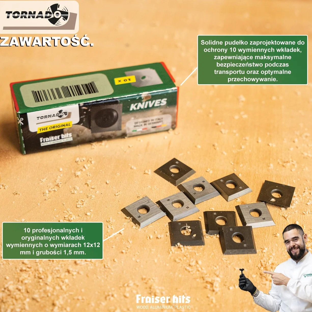 Fraiser Płytki obrotowe HM/Widia do frezarki czołowej Tornado 10 sztuk 12 x 12 mm
