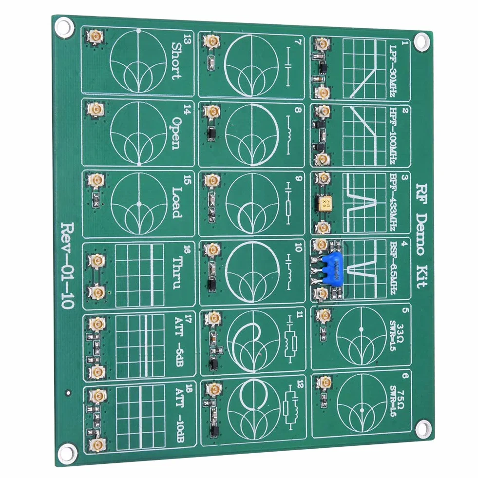 Wakects Płyta testowa HF-Demo Kit moduł testowy NanoVNA z 2 kablami krosowymi UFL do nauki analizatora sieci wektorowej