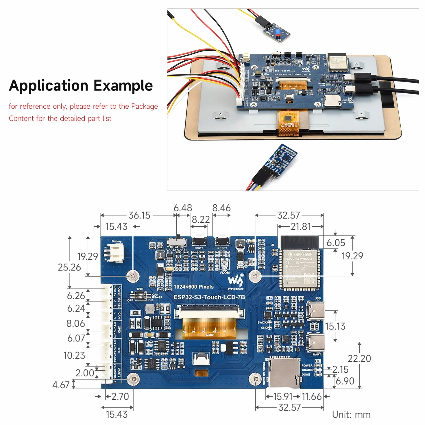 Waveshare ESP32-S3 Development Board 7inch LCD 1024x600 Touch Wi-Fi BT