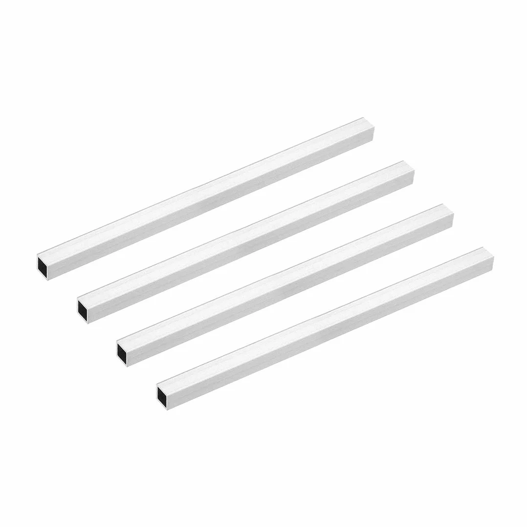sourcing map 4 sztuki aluminiowych rur czworokątnych 10 x 10 mm aluminiowe rury prostokątne rury profil aluminiowy 1 mm grubość ścianki rura aluminiowa rura kwadratowa aluminiowa prosta rura 200 mm