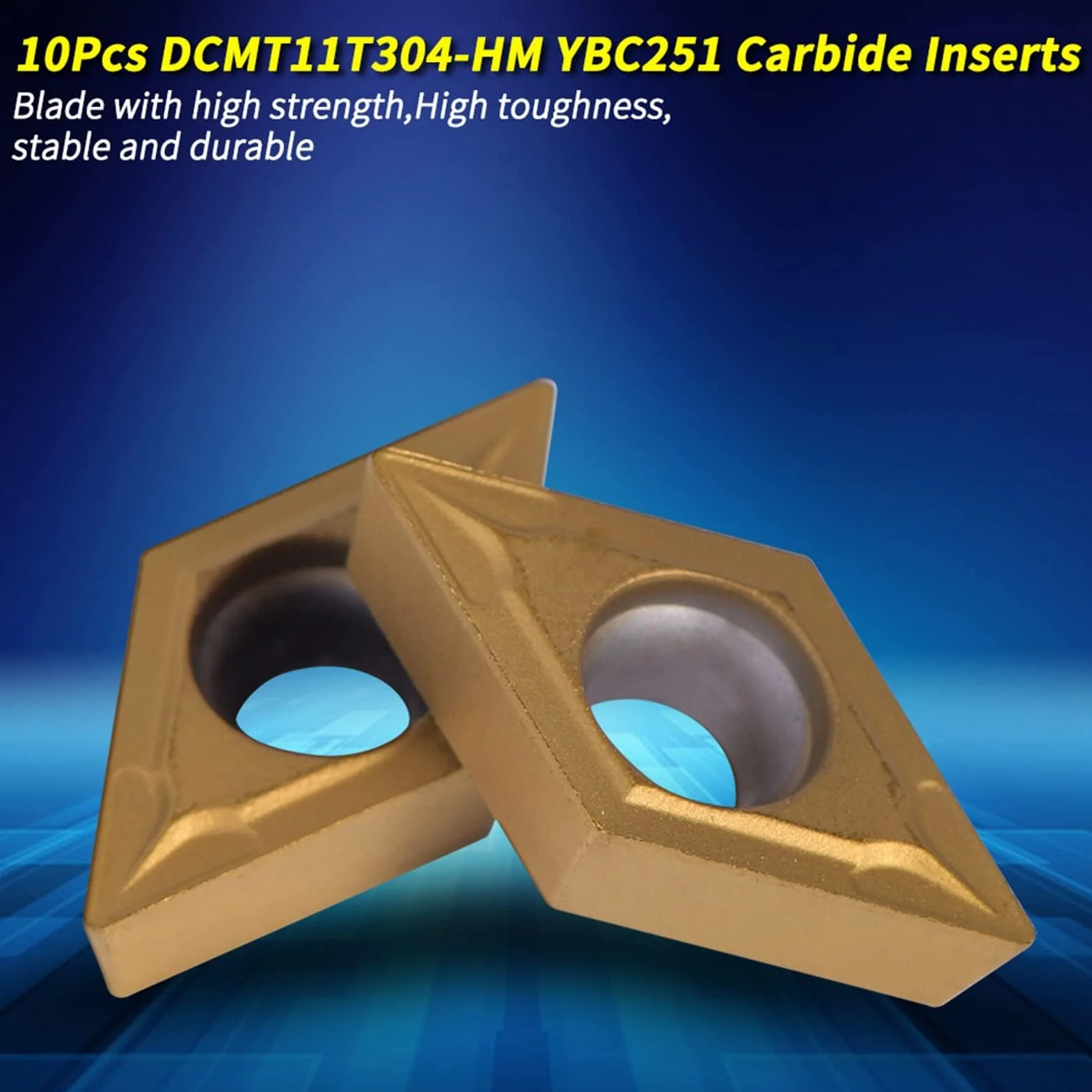 10 szt. frezów CNC z węglika spiekanego, wkładki do frezowania CNC, tokarki, tokarki, narzędzia tokarskie, narzędzia z pudełkiem DCMT11T304-HM YBC251