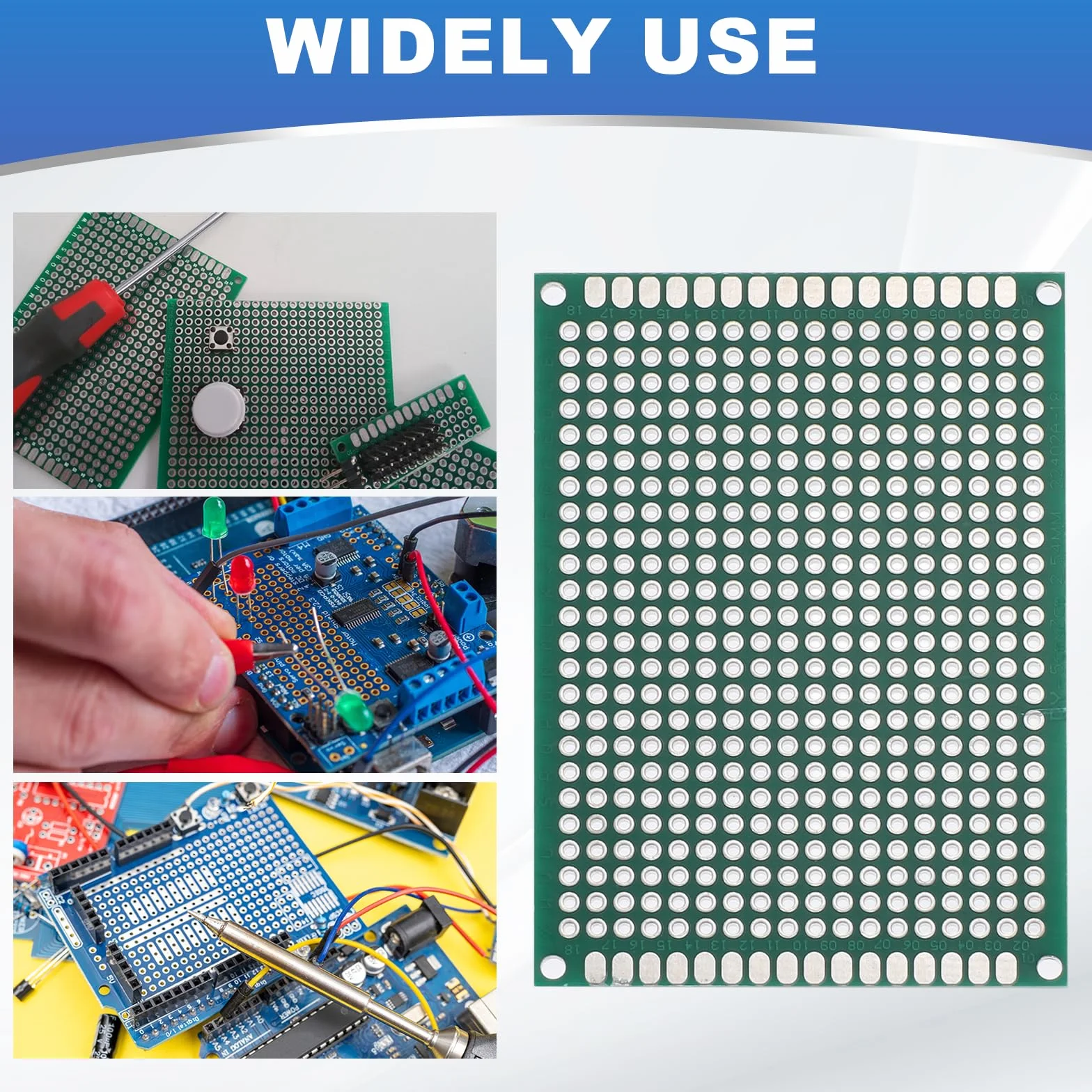 QUARKZMAN 10 sztuk lutowana płyta pilśniowa 70 mm x 50 mm zielona płytka PCB dwustronna ocynowana prototyp do elektroniki projektów DIY obwodów