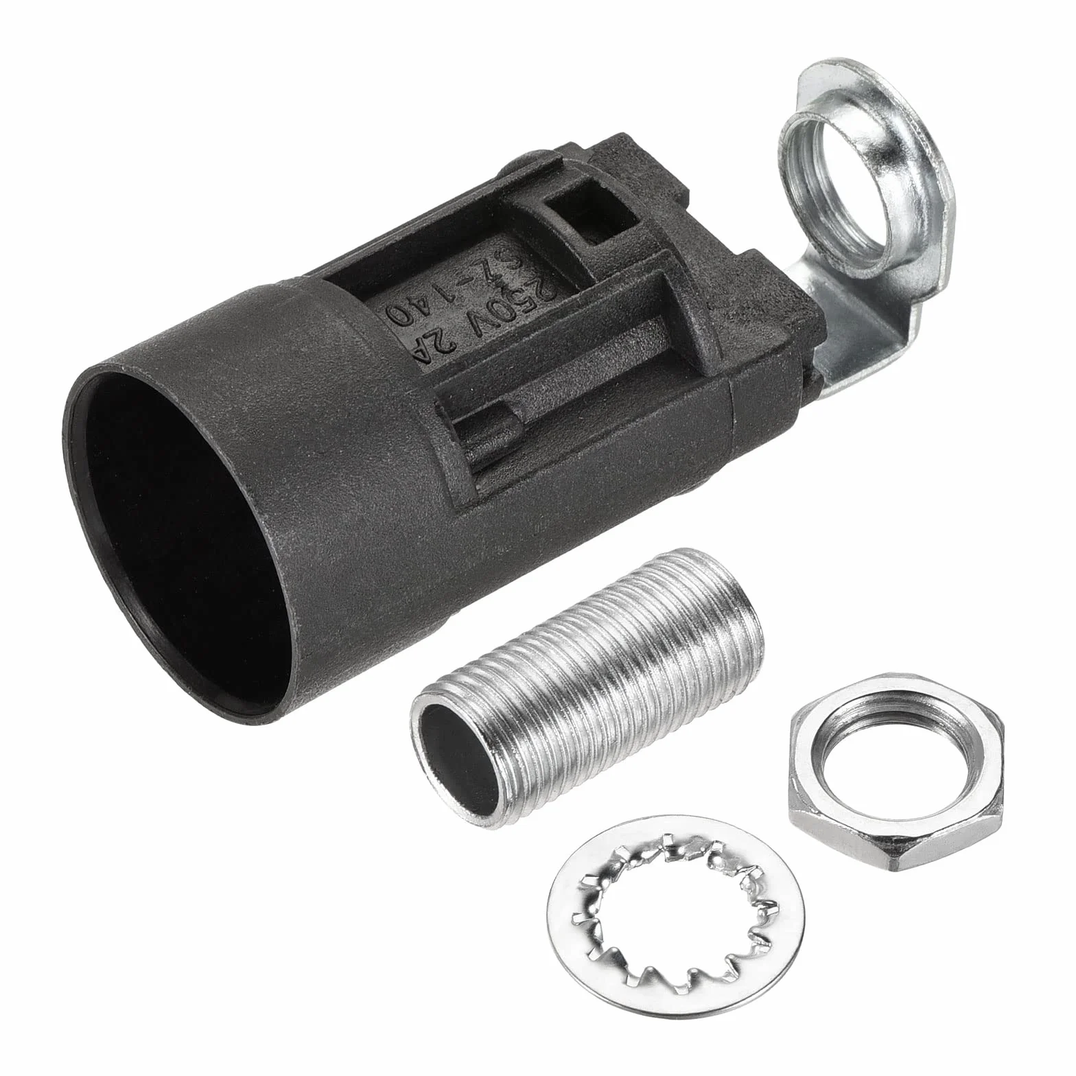 sourcing map 3 sztuki oprawki E14 z tworzywa sztucznego czarne 23 x 55 mm z gwintem M10 nakrętka do rury lampy do żarówki E14