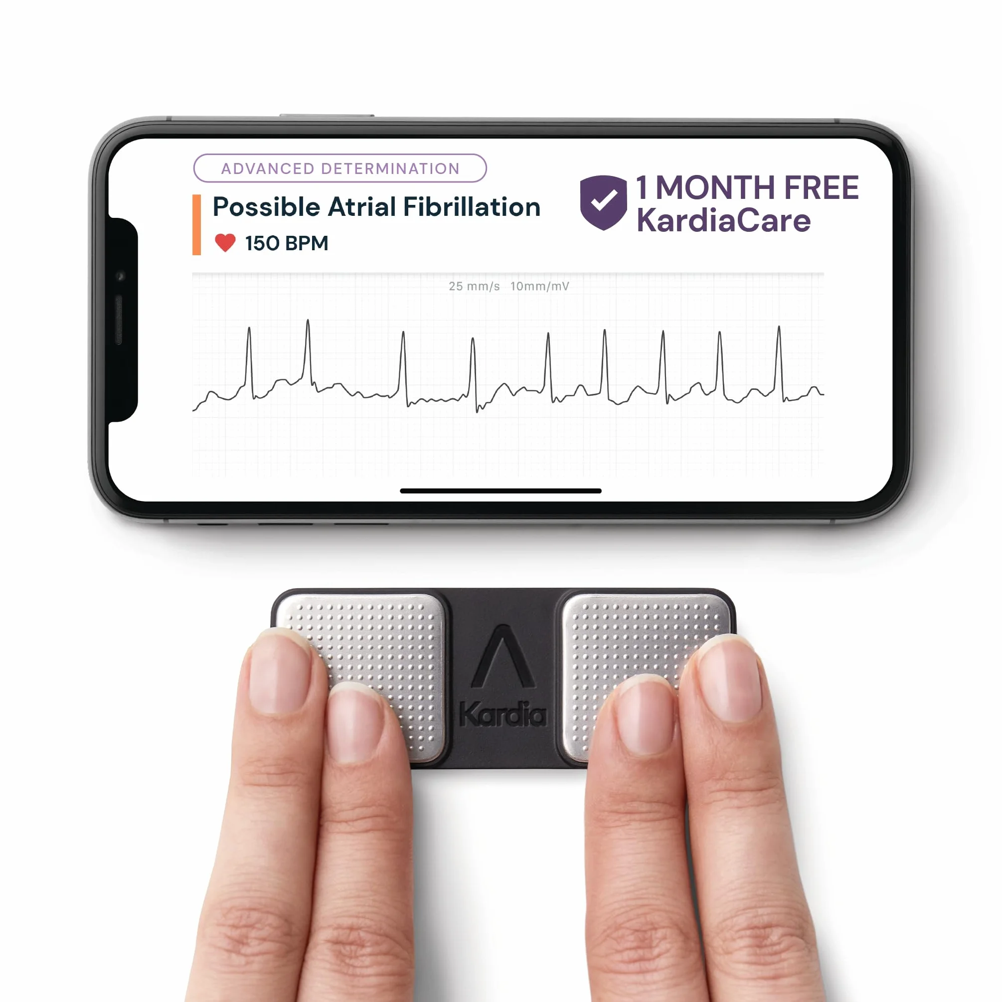 KardiaMobile 1-kanałowy czujnik tętna EKG + 1 miesiąc Kardiacare – zapis EKG w domu – wykrywa migotanie przedsionków – natychmiastowe rezultaty w 30 sekund – działa z większością smartfonów