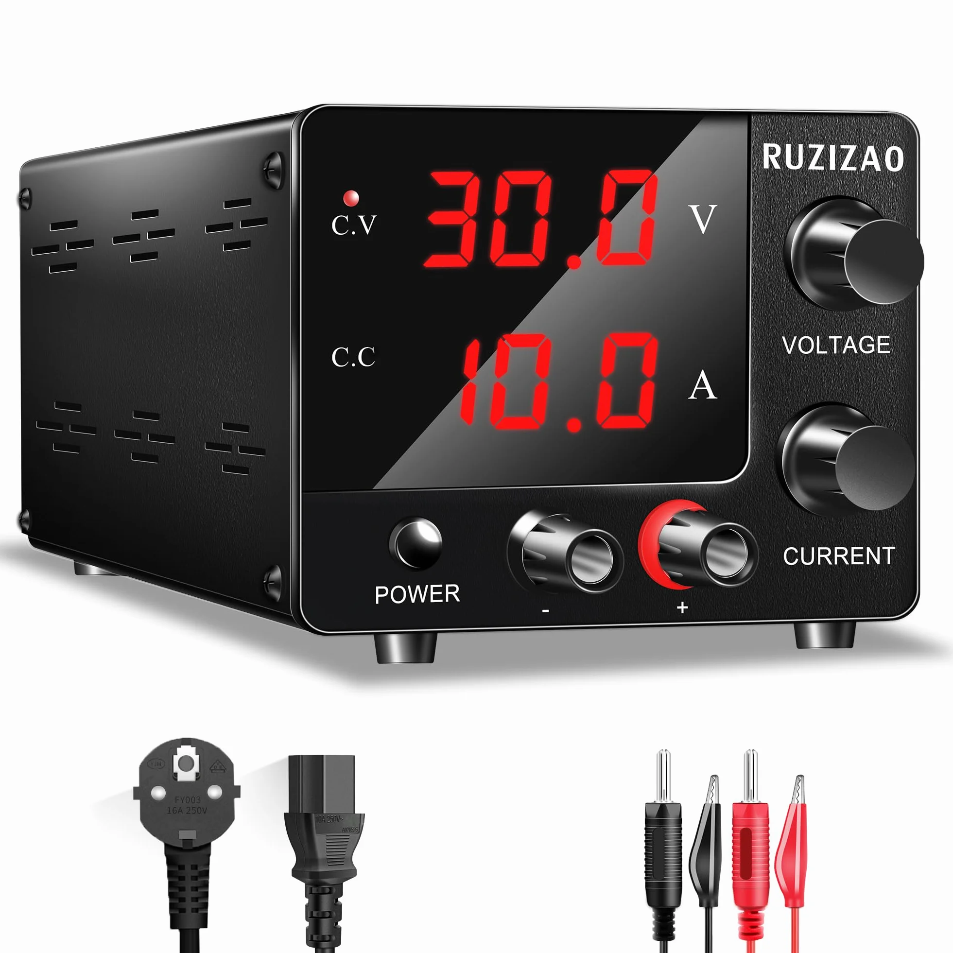 Zasilacz laboratoryjny 30V 10A 150W, regulowany zasilacz DC Mini wyświetlacz LED 3 cyfrowy pokrętło enkoder