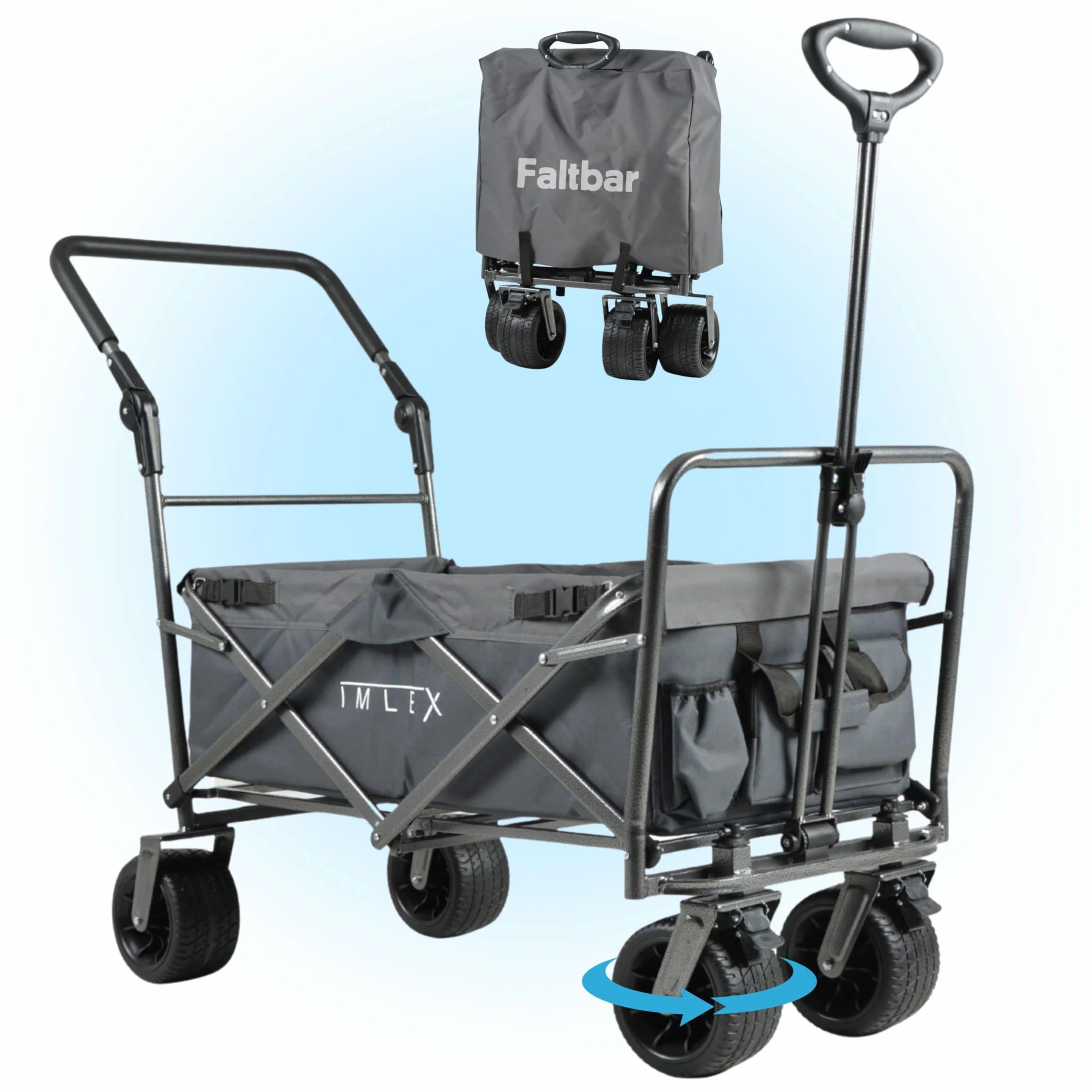 IMLEX IM-4275 składany wózek transportowy z uchwytem przesuwnym szary