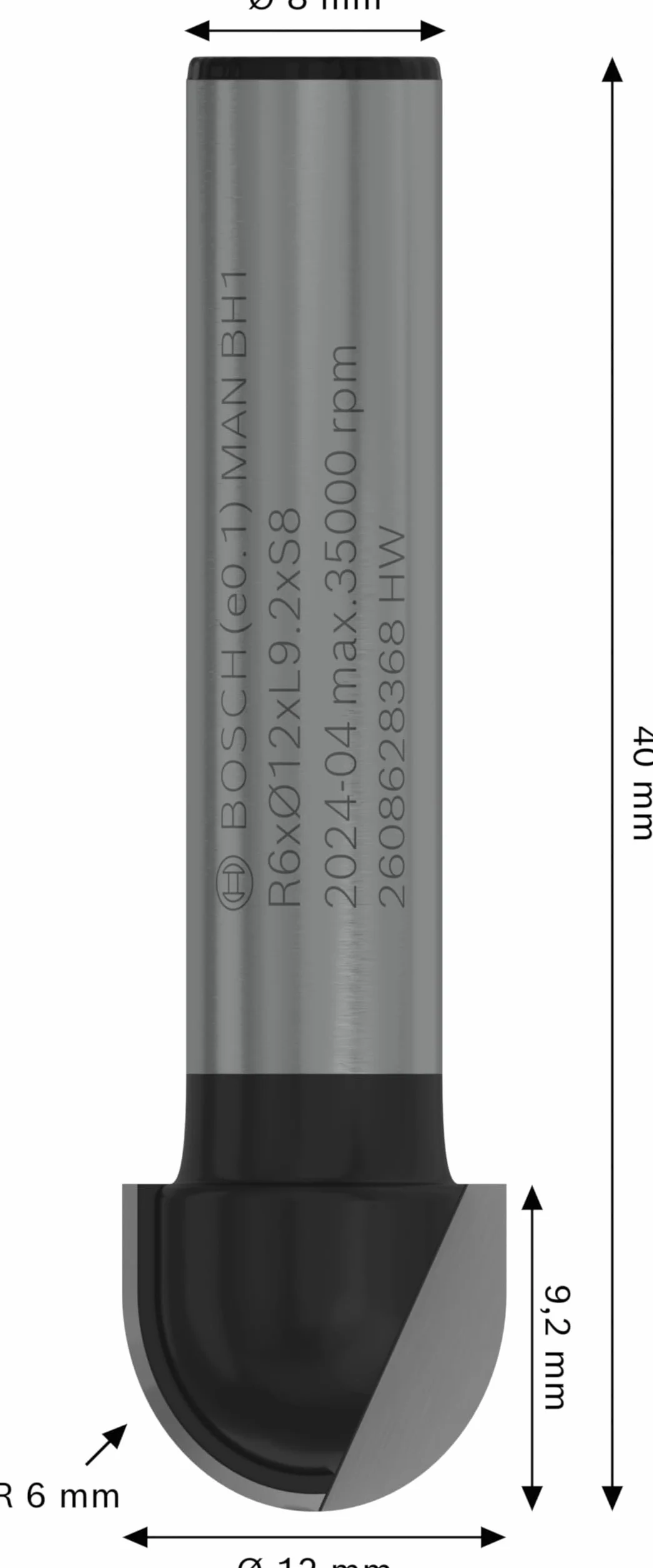 Bosch Frez PRO promieniowy wypukły Ø 12 mm do drewna