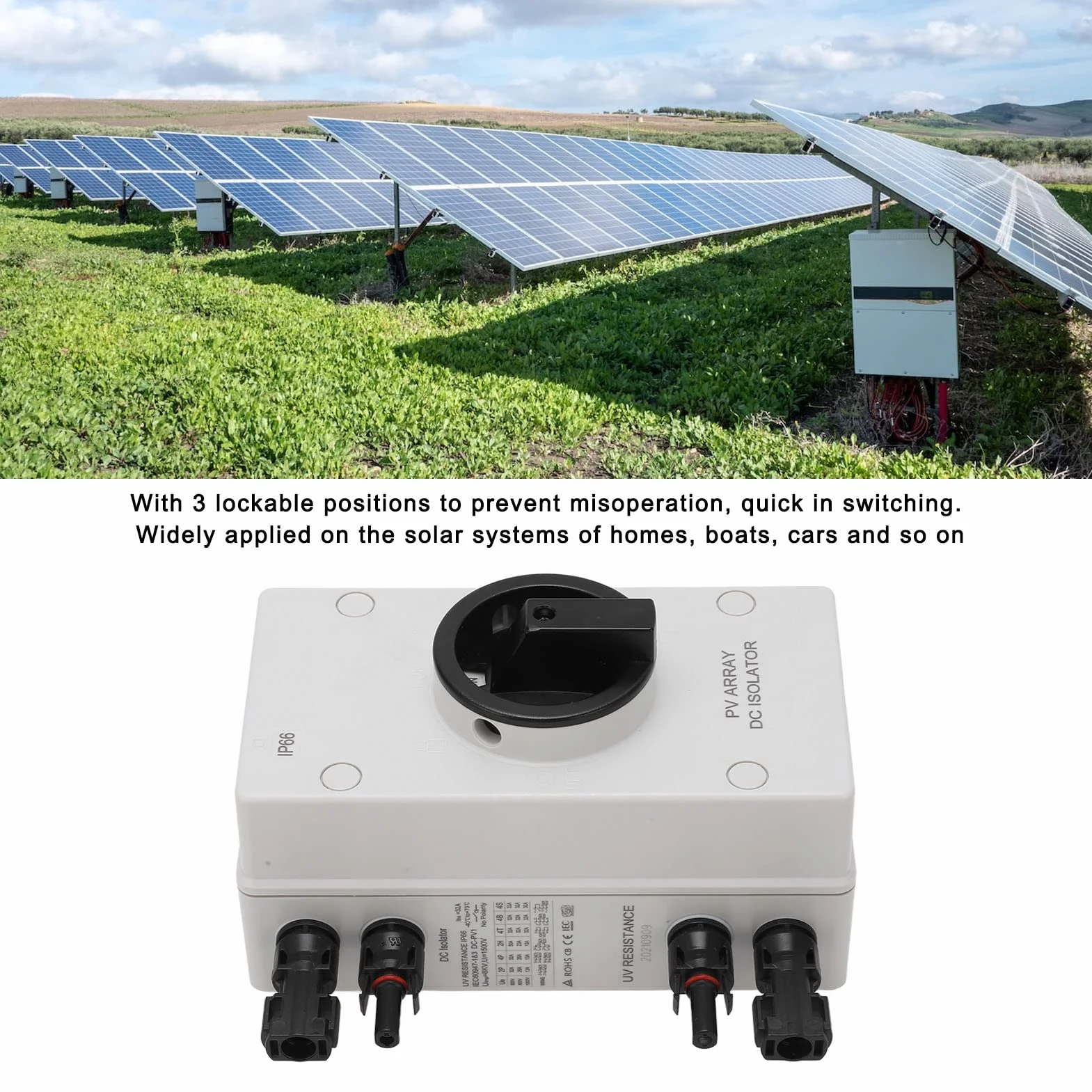 Przełączniki Sterujące IP66 Wodoodporny DC 1000V 32A Rozłącznik Słoneczny Izolator PV