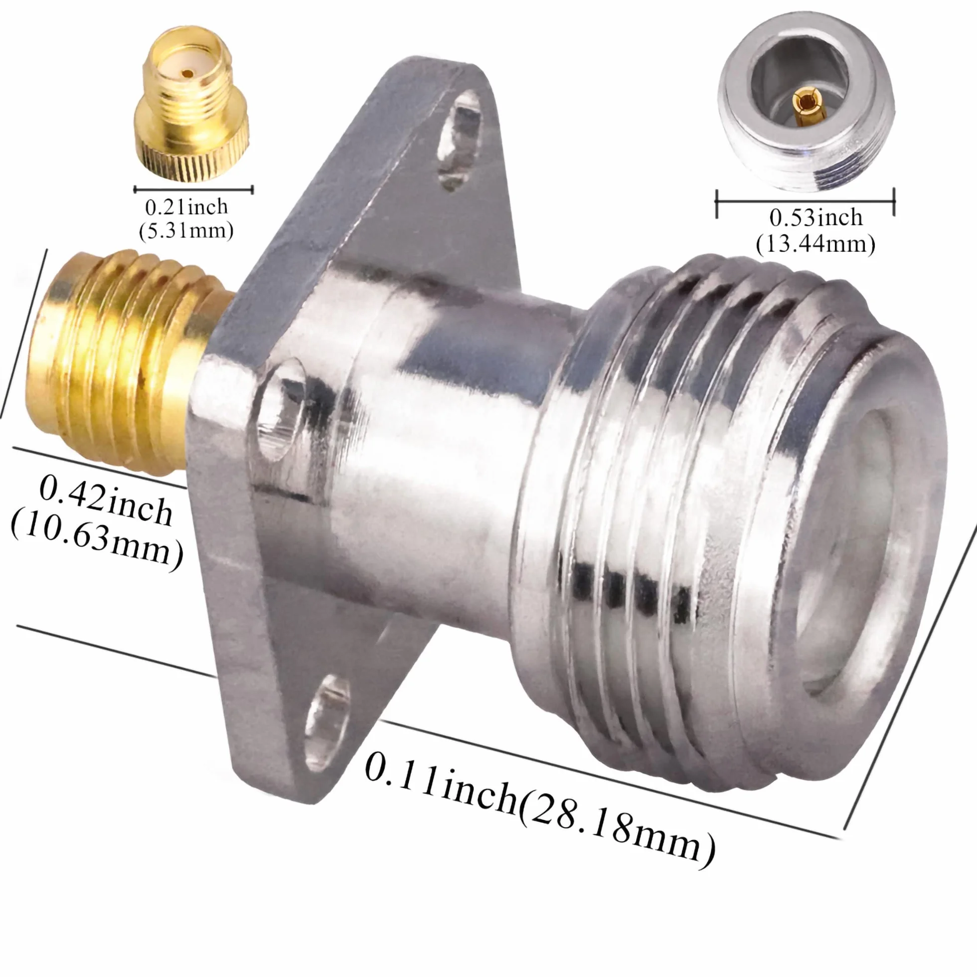 N Buchse auf SMA Buchse Panel Mount 4 Loch 17,5 mm Koax Adapter für RF Antennen Wifi Radios