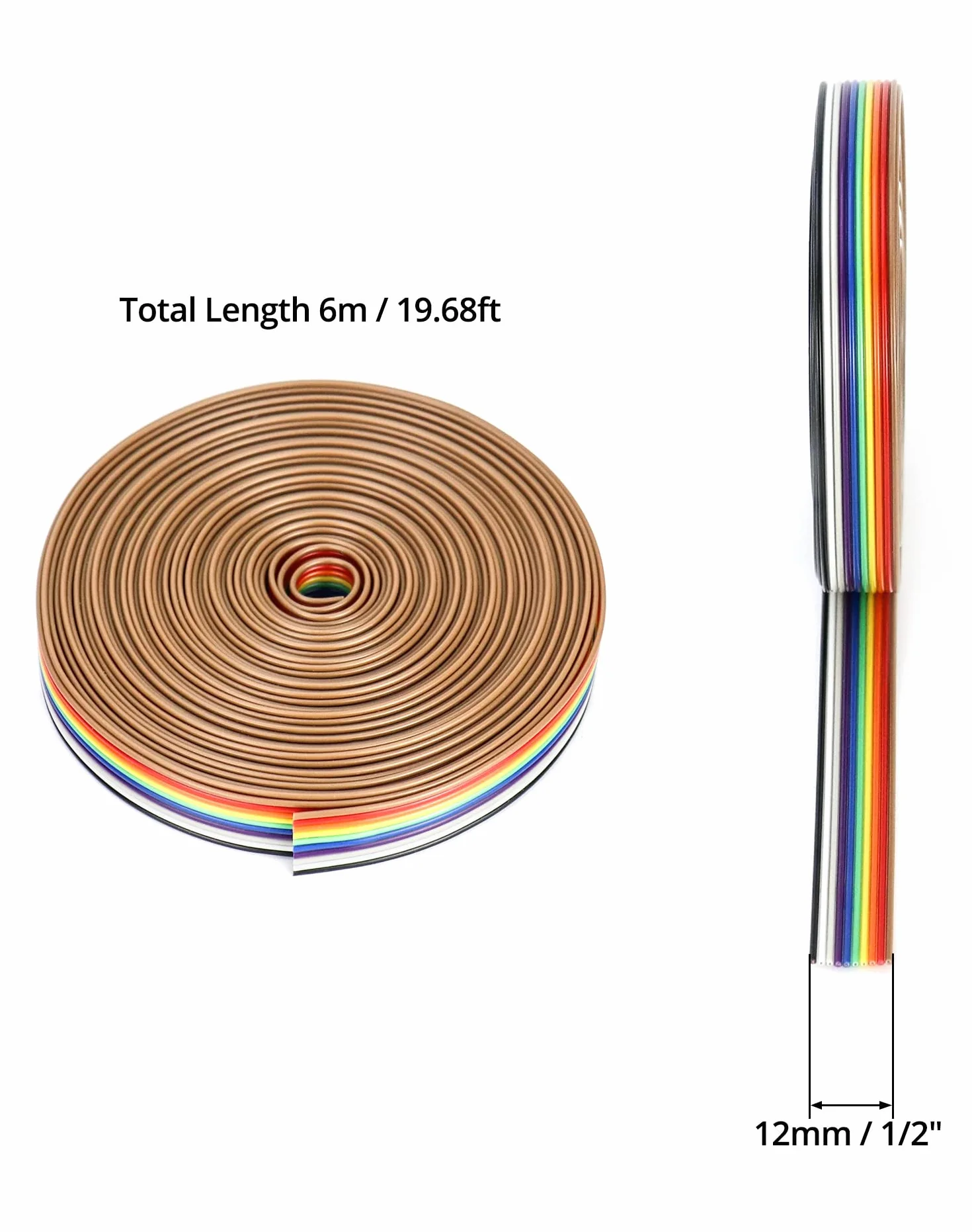 QWORK Kabel Wstążkowy Połączeniowy 10-Stykowy, Raster 1,27 mm, Złącza Nagłówkowe 2,54 mm, 6 m
