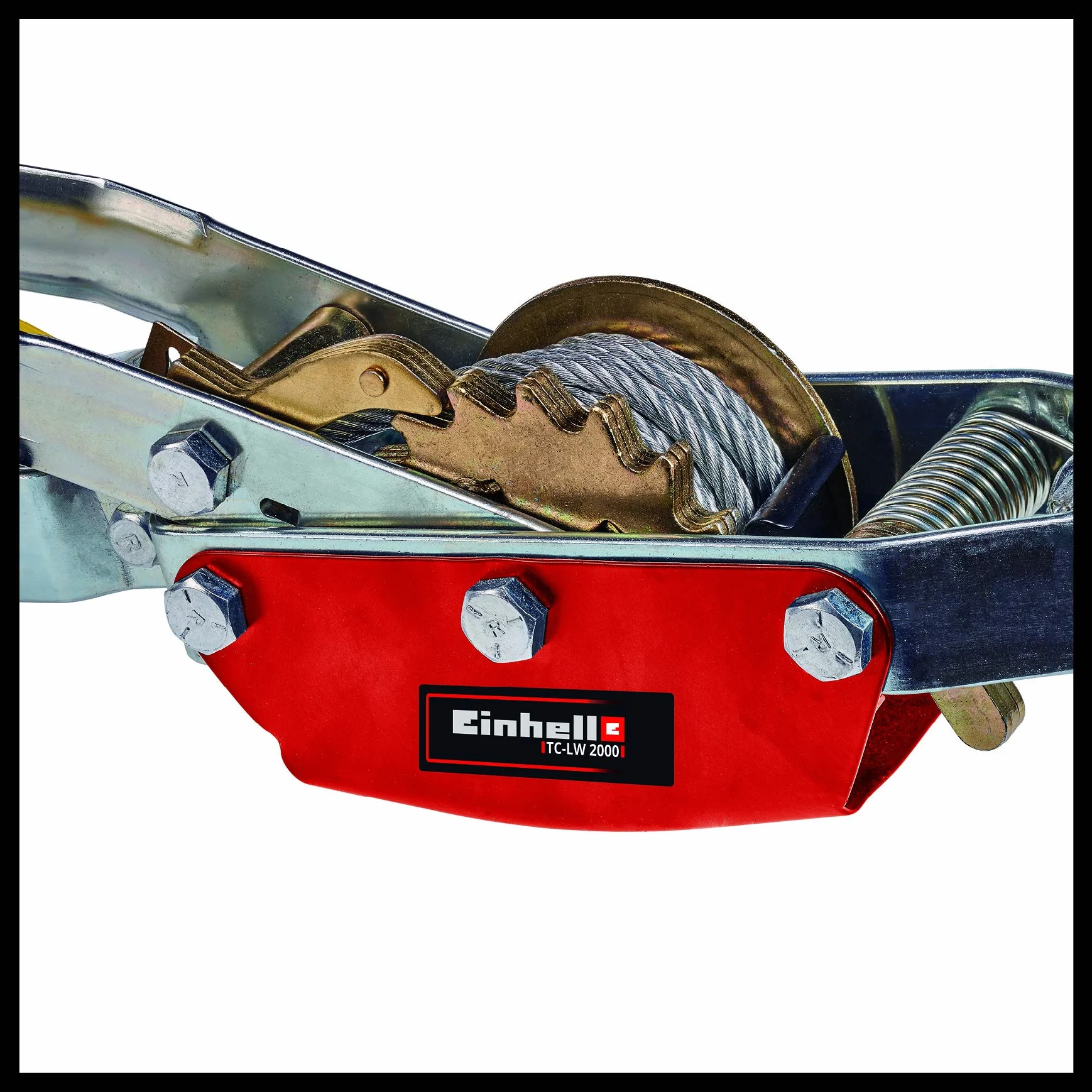 Einhell TC-LW 2000 linka ręczna (linka stalowa o długości 3,3 m, maks. siła ciągnąca z rolką zwrotną 2000 kg, w zestawie rolka kierunkowa z hakiem obciążeniowym i pałąkiem zabezpieczającym)