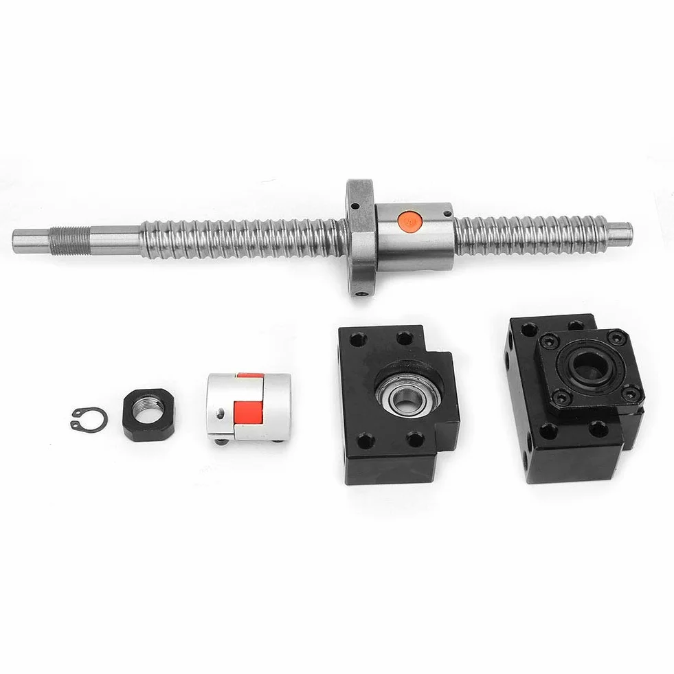 SFU1605 śruba ze stali nierdzewnej, śruba kulowa 1605, śruba kulowa 250 mm, nakrętka i wsparcie BkBf12 i sprzęgło 6,35 x 10 mm