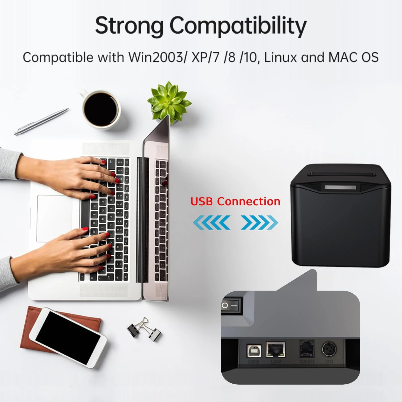 Bisofice POS-8370 drukarka termiczna 80 mm ESC/POS, automatyczne cięcie, USB Ethernet, 220 mm/s