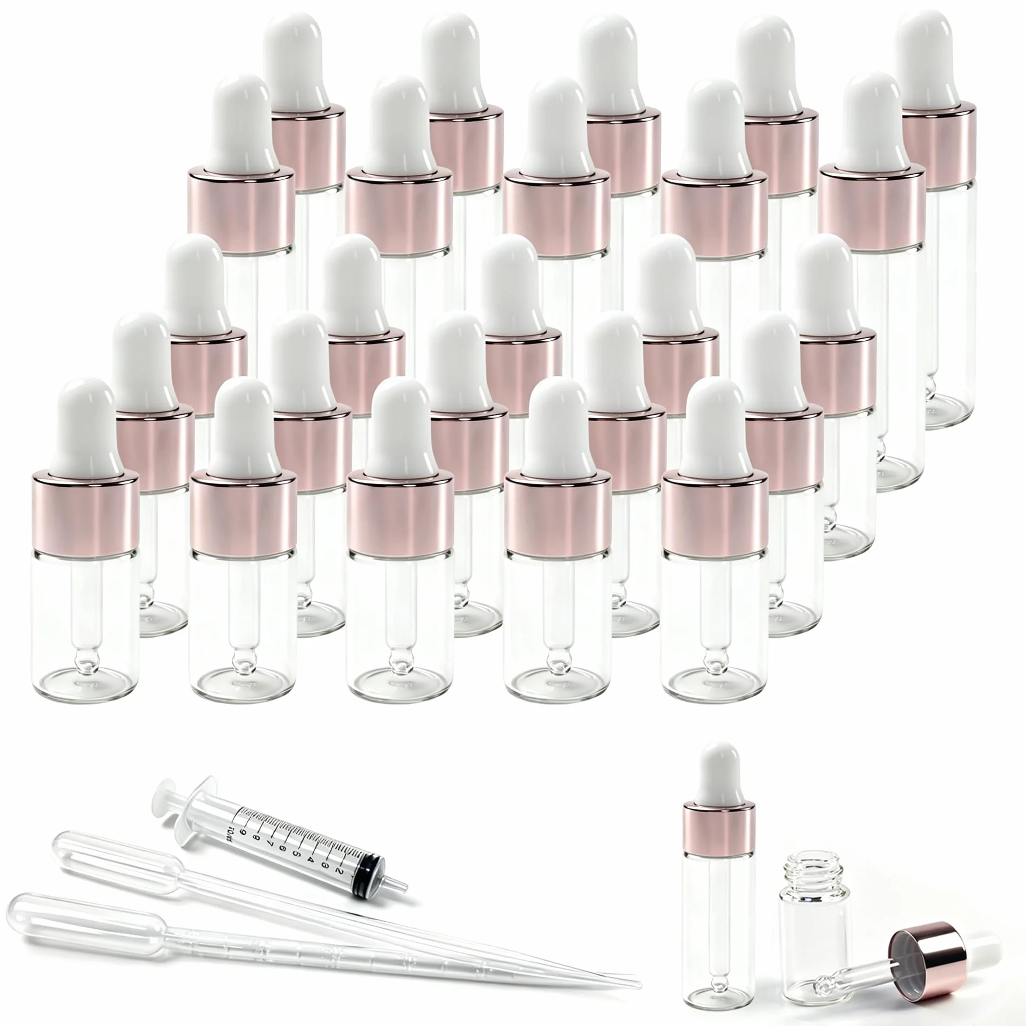 Szklane butelki z zakraplaczem 3 ml 5 ml mini 25 szt. do olejków eterycznych