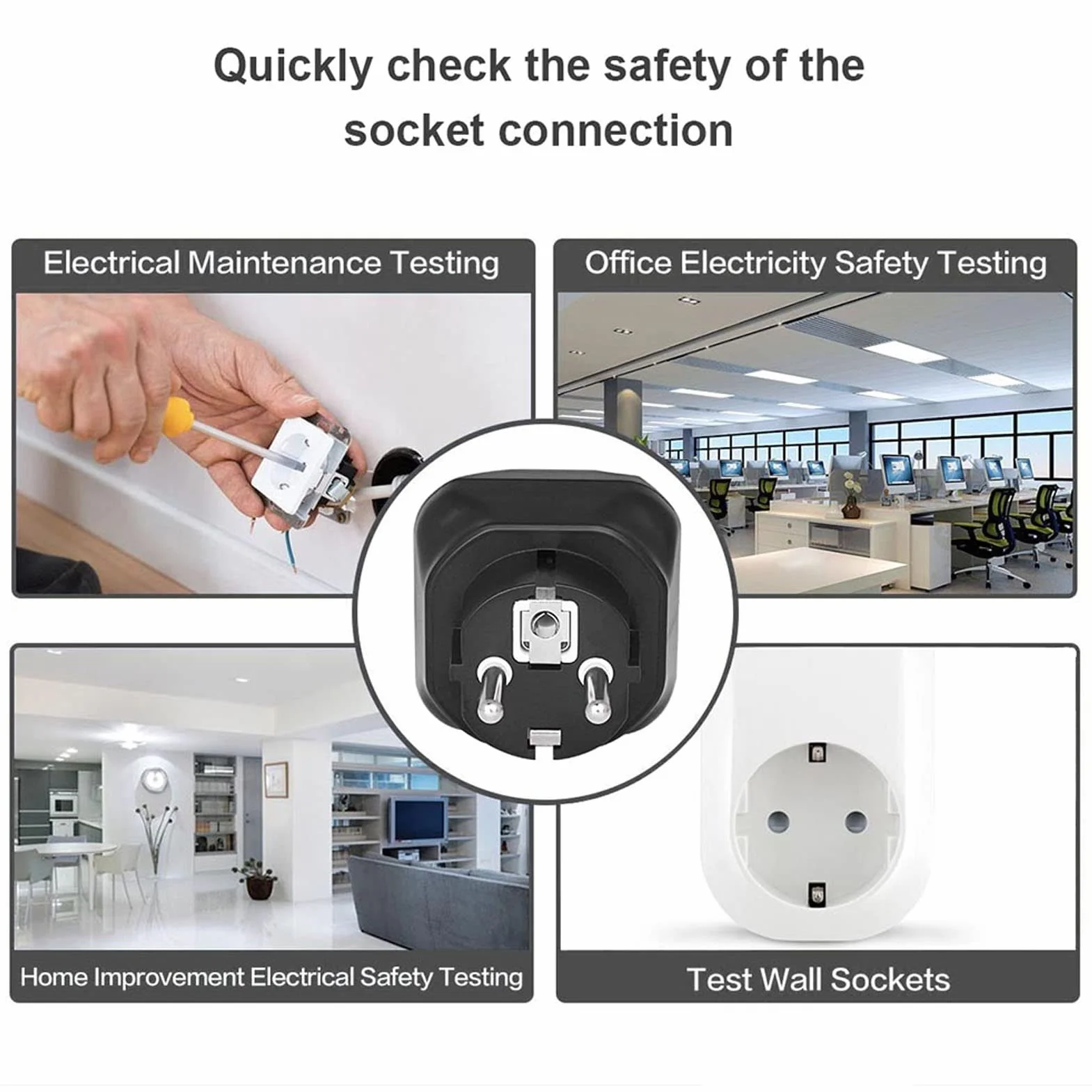 BSIDE AST01ER Tester Zasilania Wtyczki Test Pomiaru Biegunowości Linii Uziemienia Test Elektryczny Urządzenie Tester Gniazda Wtyczka UE 220 V-250 V