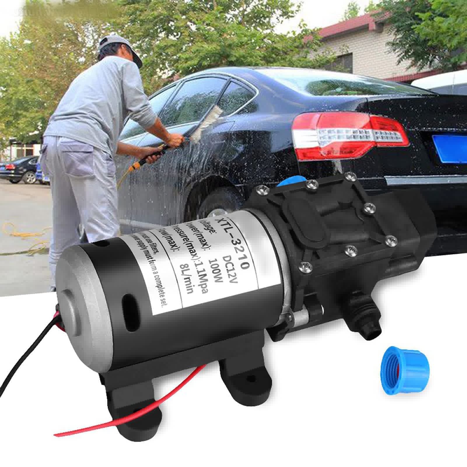Pompa Wodna DC 12 V Wysokociśnieniowa Membranowa Pompa Wodna 160 Psi 100 W 8 L/min Samozasysająca Pompa Wodna Wydajna Automatyczna Pompa Ciśnieniowa Mocna Pompa Automatyczna,