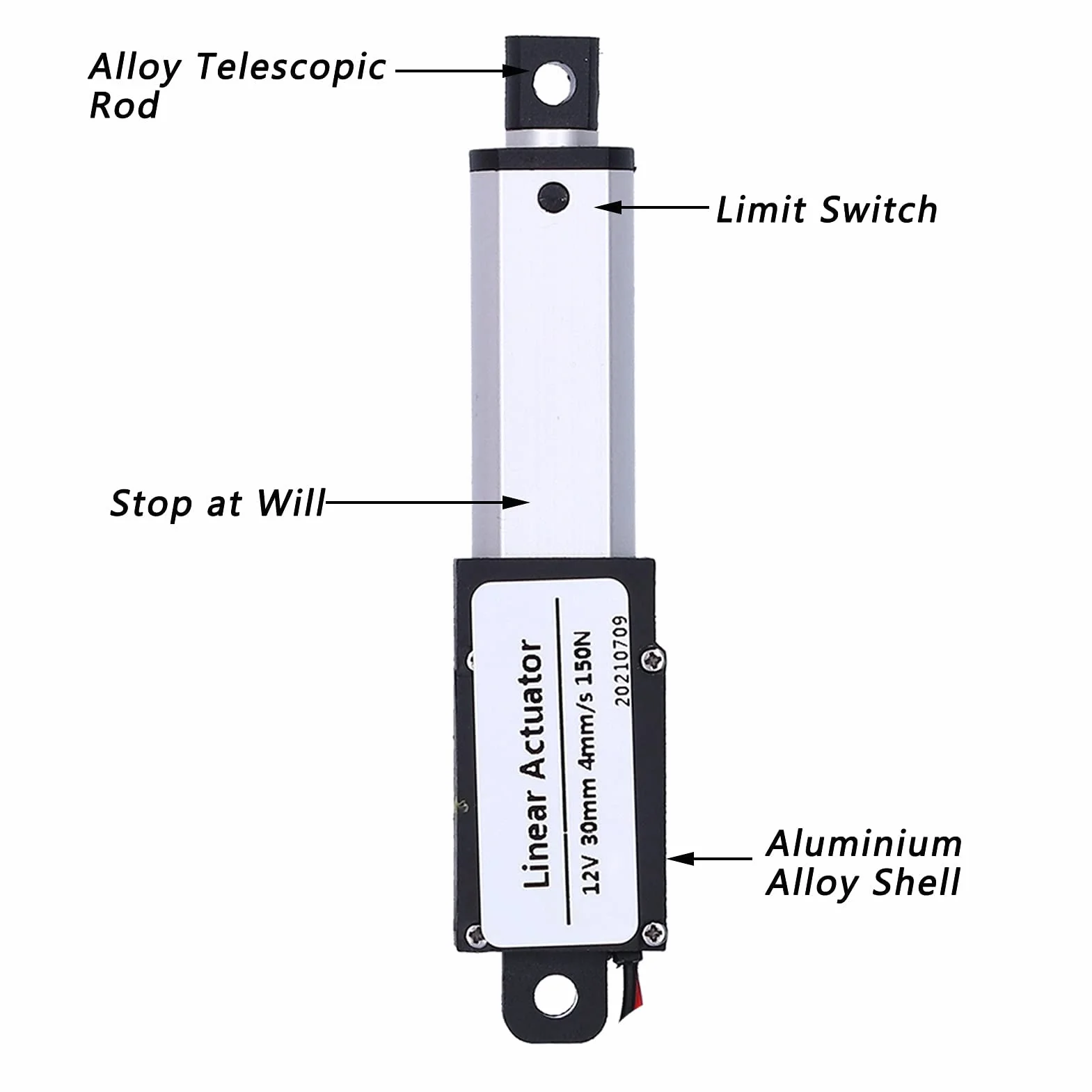 Elektryczny Siłownik Liniowy Mini 30mm Skok DC 12V Wodoodporny 150N