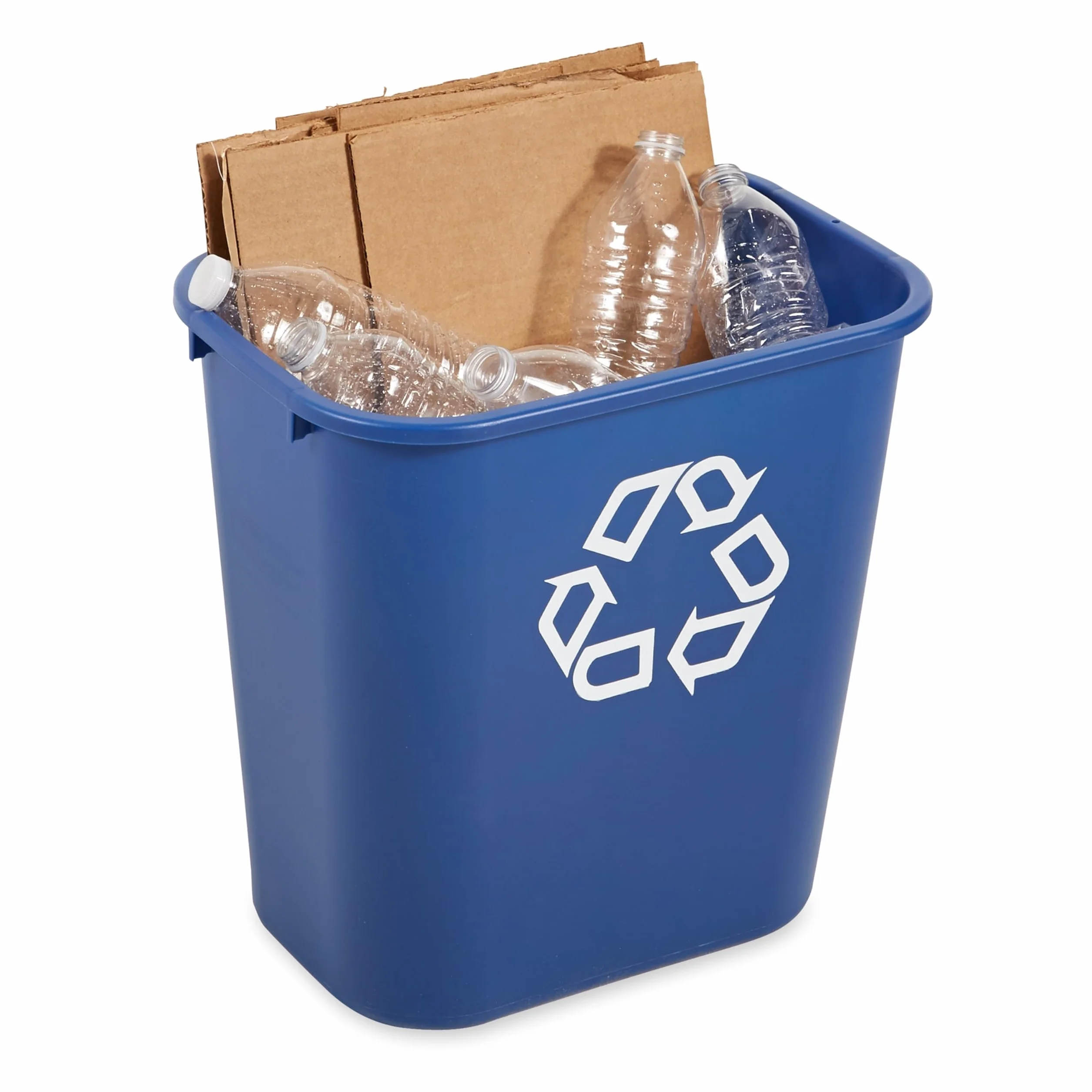 Rubbermaid Commercial Products Deskside Kosz Recyklingowy, 26 L Niebieski - Kompaktowy plastikowy kosz z niebieskim symbolem do biura, łazienki lub pod biurko - FG295673BLUE