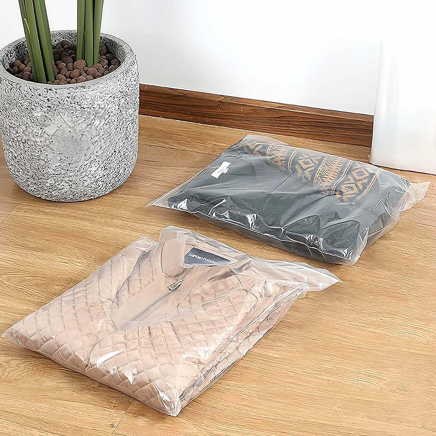 50 dużych przezroczystych plastikowych toreb zamykanych 24 x 35 cm, z zamkiem błyskawicznym, do przechowywania kołder, koców i ubrań