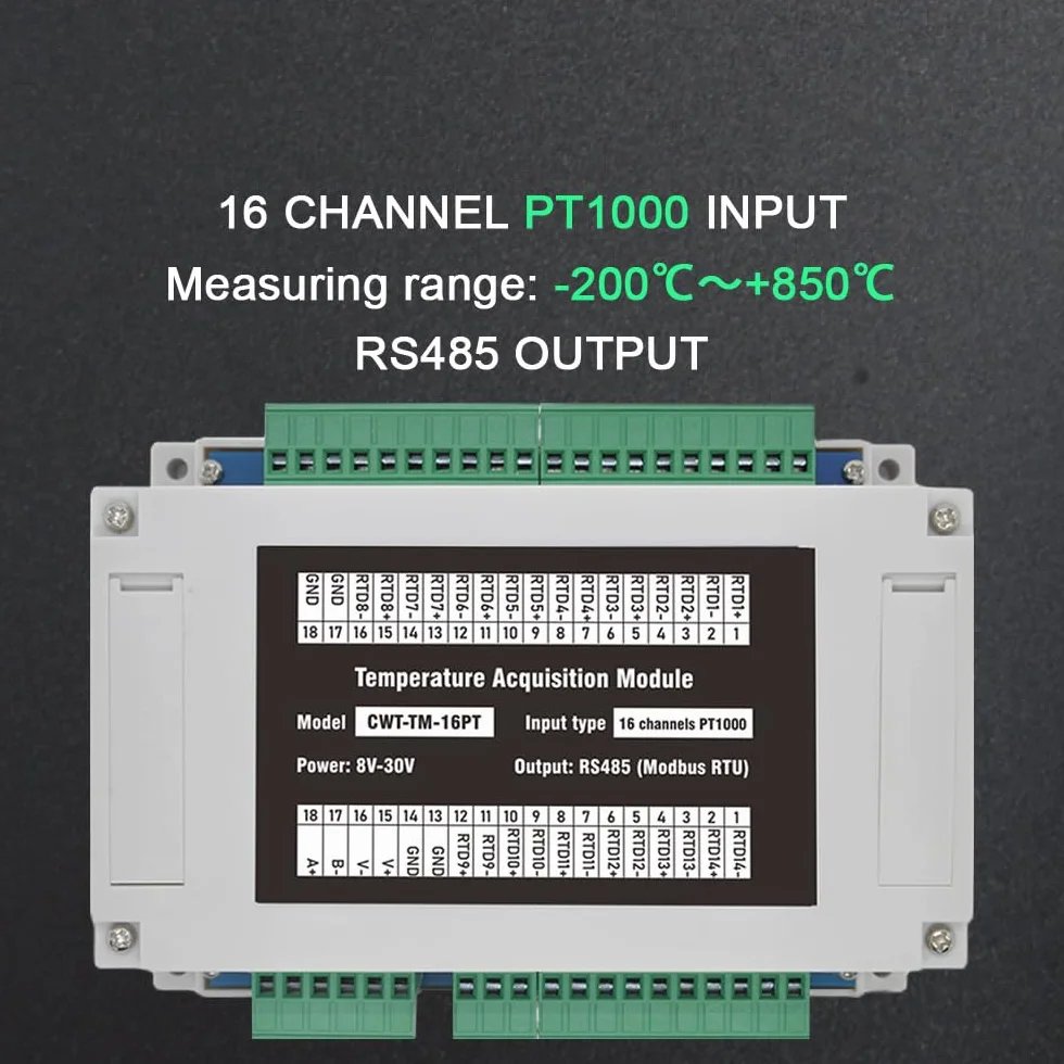 Moduł akwizycji temperatury PT1000 16 kanałów RS485 Modbus