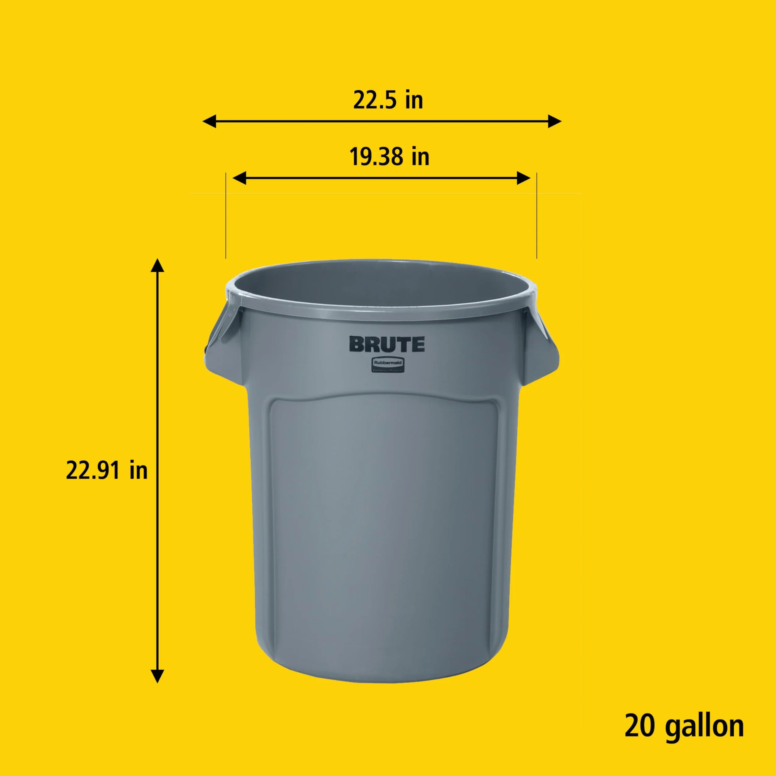 Rubbermaid Commercial Products Vented Brute okrągły pojemnik 76 litrów żółty FG262000YEL