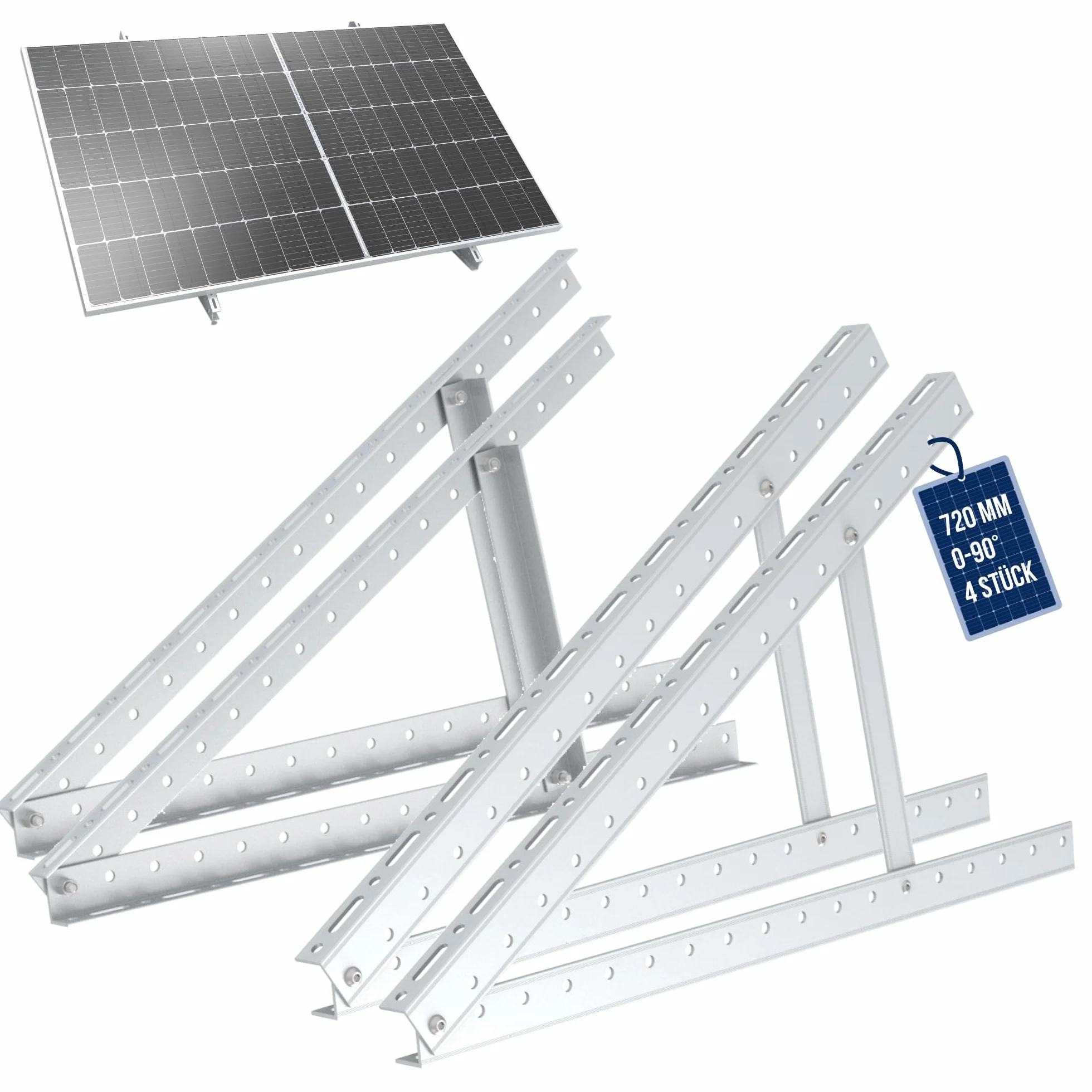 Uchwyt do paneli słonecznych PV 28 cali 72 cm zestaw 2 uchwytów aluminiowy regulowany 0-90°