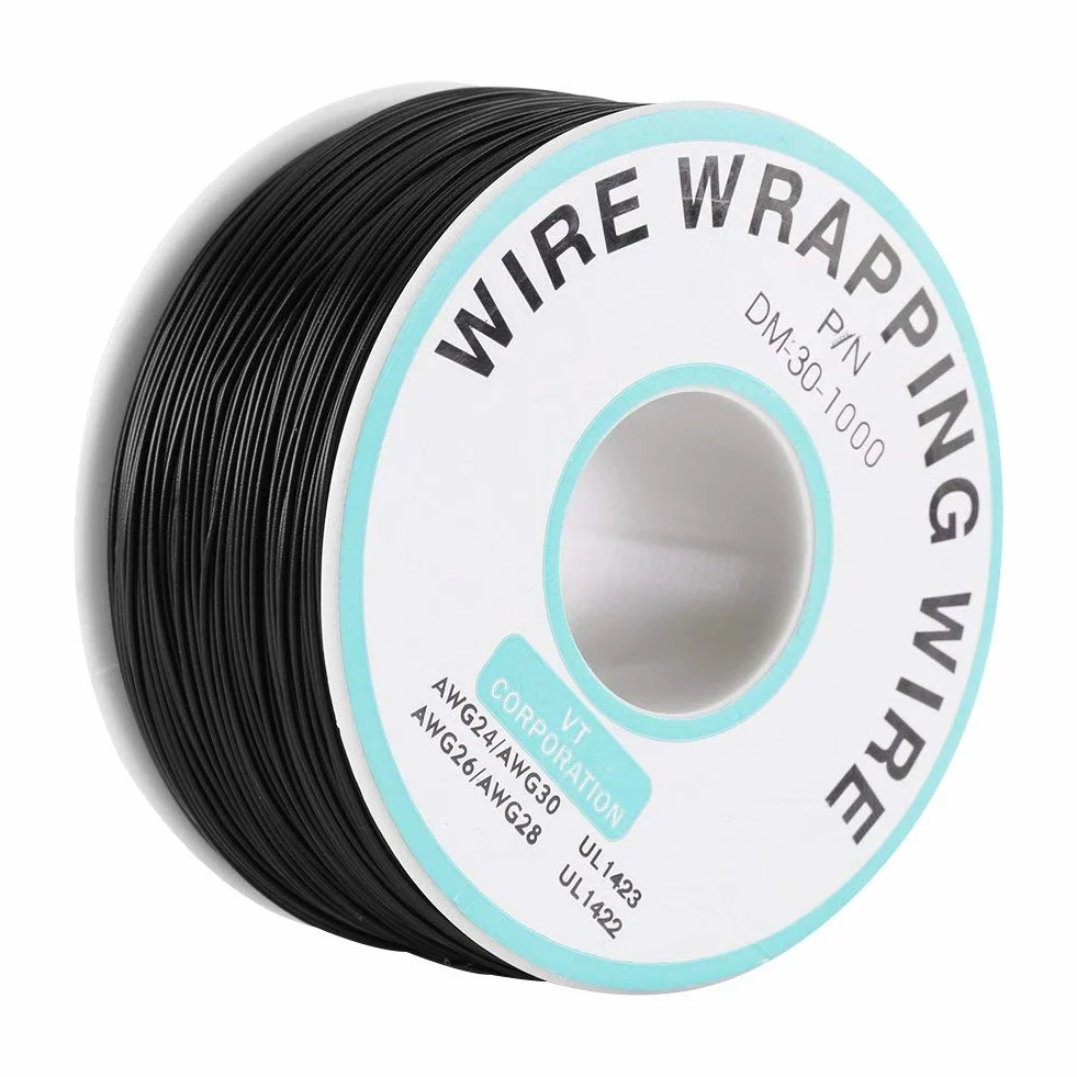 30AWG 0,25 mm ocynowany kabel testowy izolacji z drutu miedzianego czarny 250 metrów