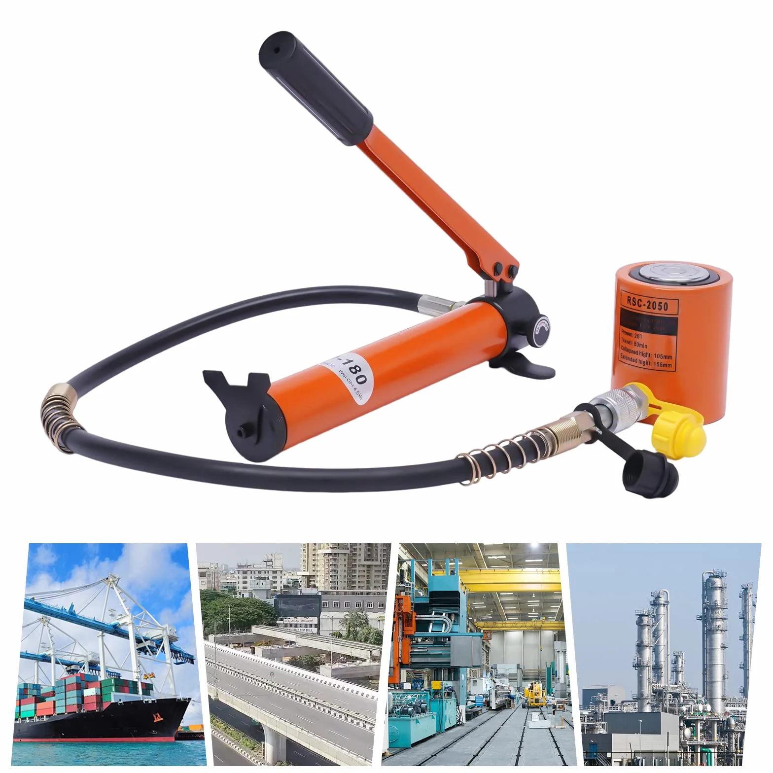 Siłownik hydrauliczny 20T 50 mm z ręczną pompą hydrauliczną 70 Mpa 350 CC do naprawy samochodów, ciężarówek