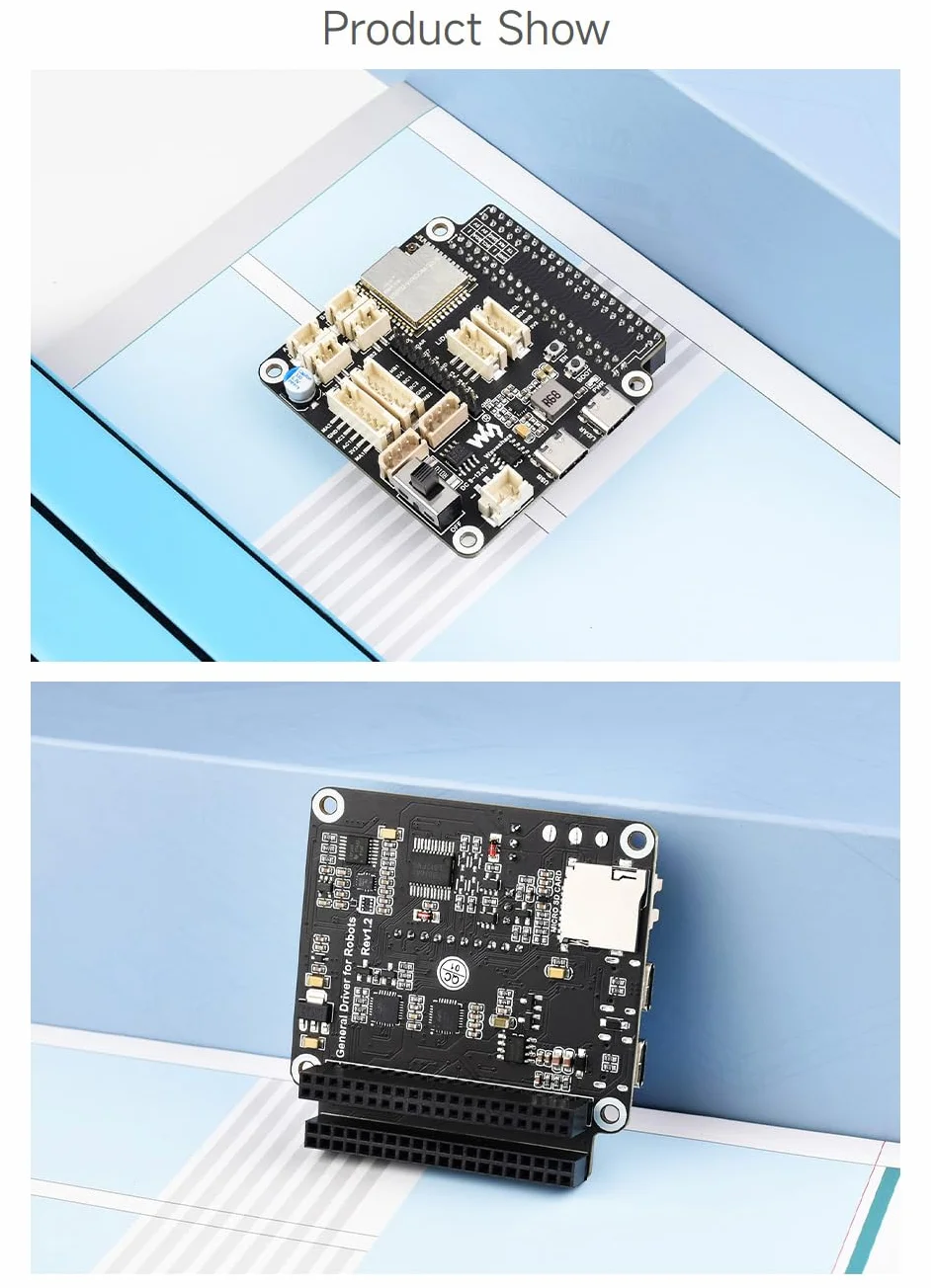 Waveshare General Driver Board for Robots, Multi-Function Expansion, WiFi/ESP-NOW, Compatible with Raspberry Pi, Jetson Nano, ESP32-WROOM-32, ESP32 Dev Board