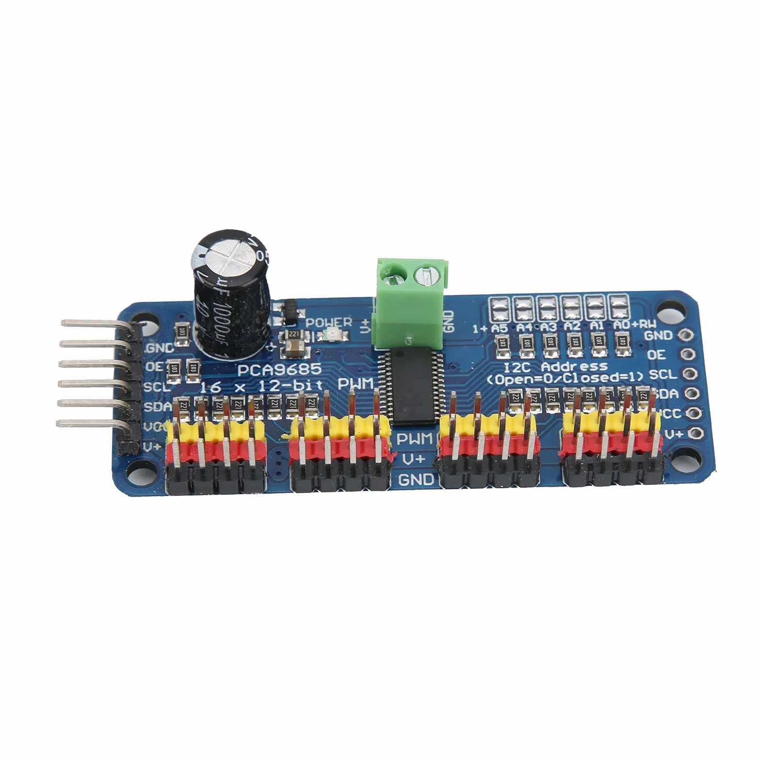 SENECESLI Sterownik Serwo PWM PCA9685 16-kanałowy Moduł Płytki Napędu Silnika dla Robota, 5V