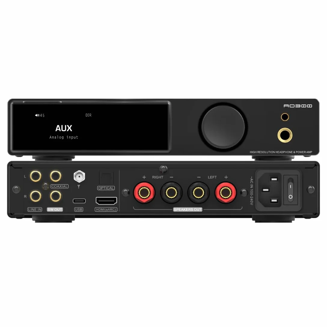SMSL AO300Pro Power Amplifier DAC Headphone Amp 2.1CH 165Wx2 with MA5332MS IC MQA MQA-CD DAC CS43131 IC 4.4mm/6.35mm 768K/32Bit XMOS XU316 USB/BT5.3/Coax/Opt/RT CA/HDMI(eARC) wzmacniacz wejściowy